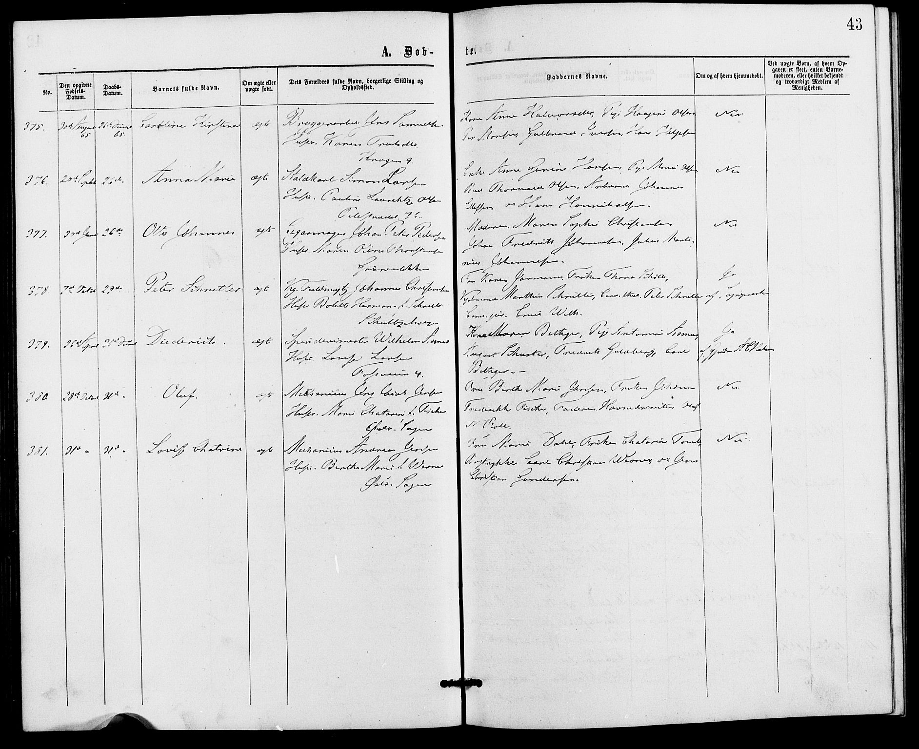 Gamle Aker prestekontor Kirkebøker, AV/SAO-A-10617a/G/L0002: Parish register (copy) no. 2, 1864-1869, p. 43