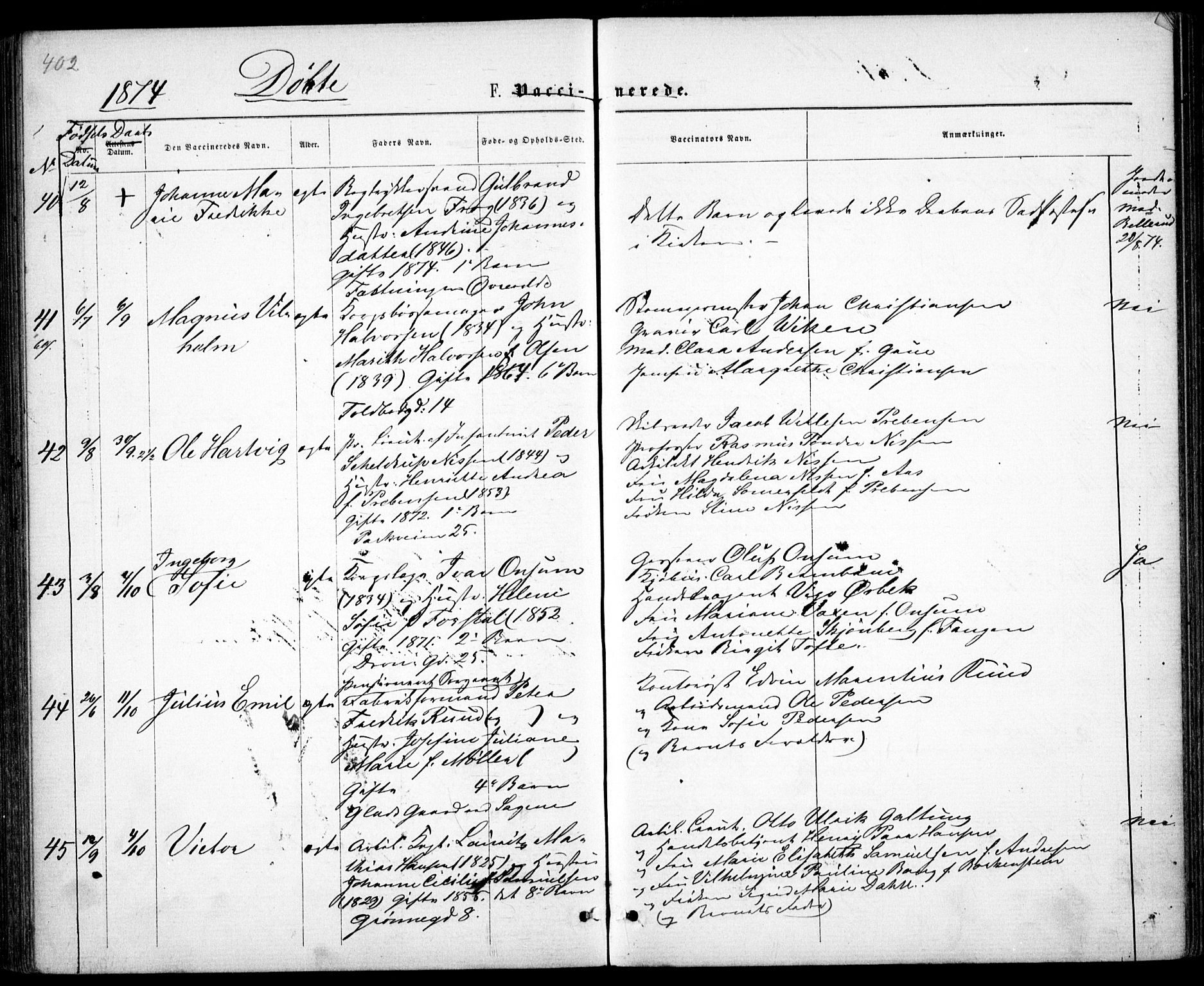 Garnisonsmenigheten Kirkebøker, AV/SAO-A-10846/G/Ga/L0006: Parish register (copy) no. 6, 1860-1880, p. 402