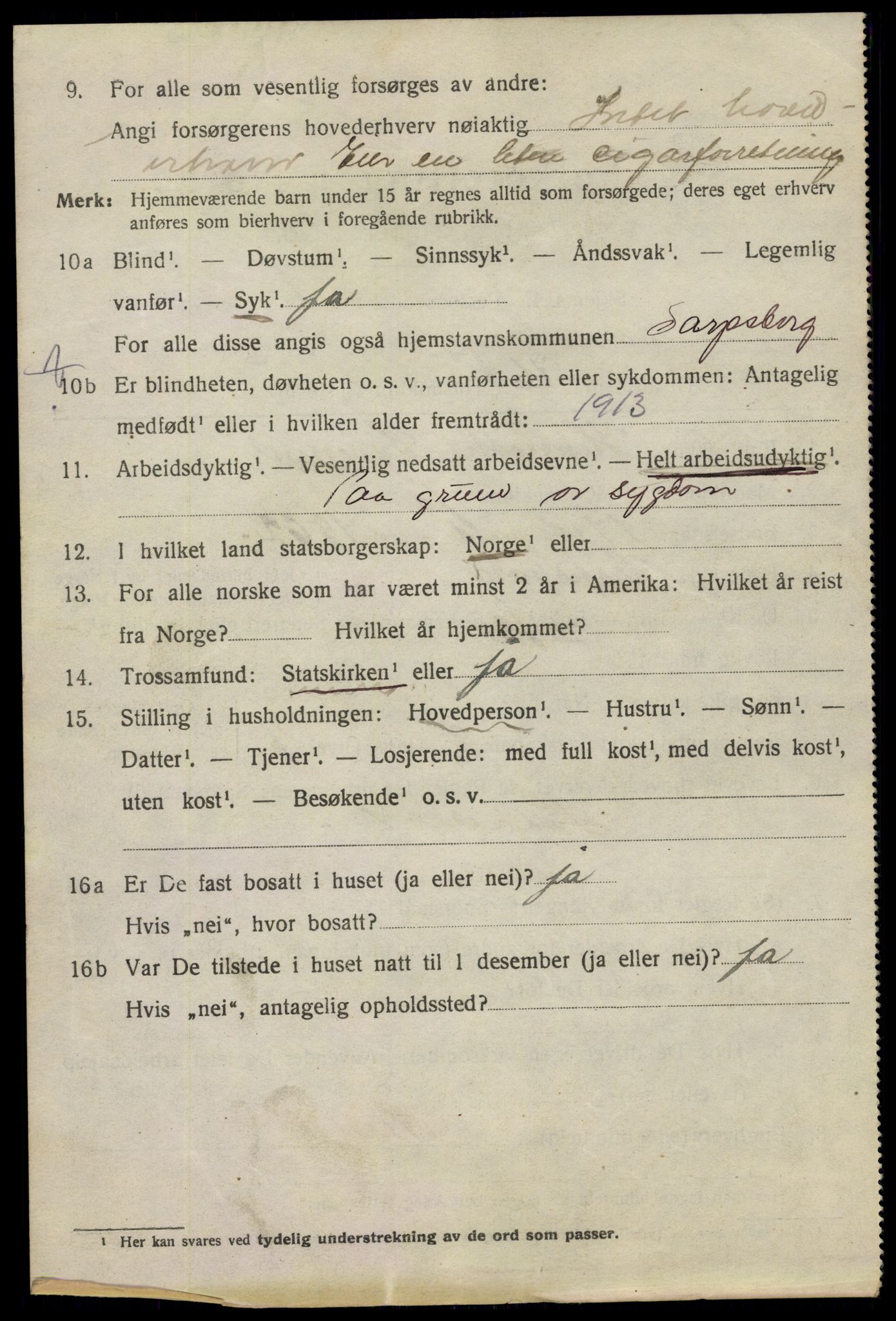 SAO, 1920 census for Sarpsborg, 1920, p. 10675