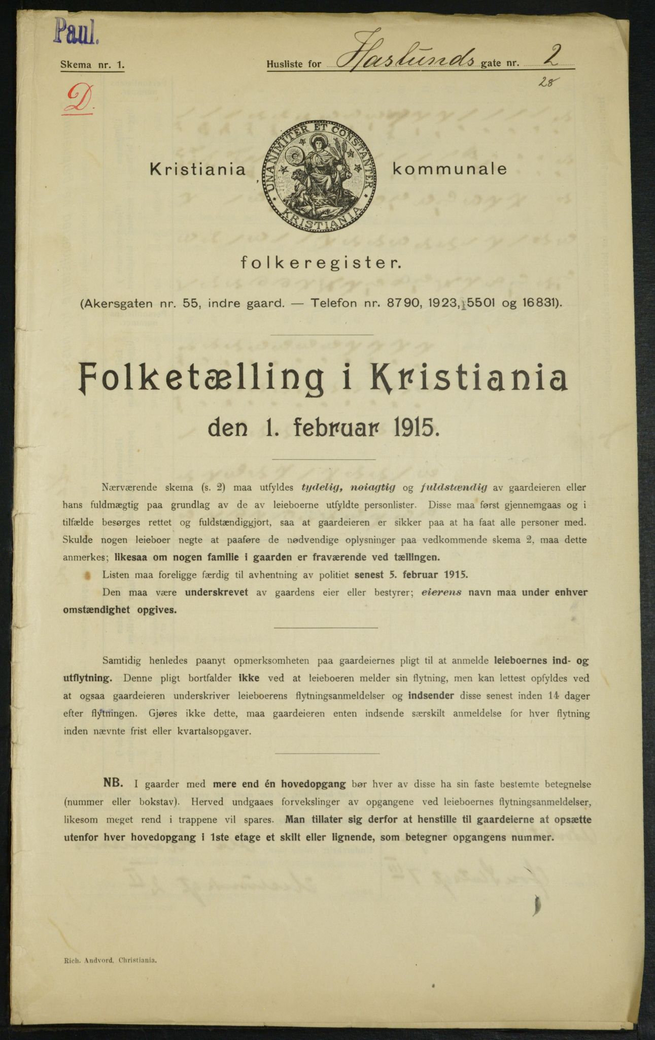 OBA, Municipal Census 1915 for Kristiania, 1915, p. 26264