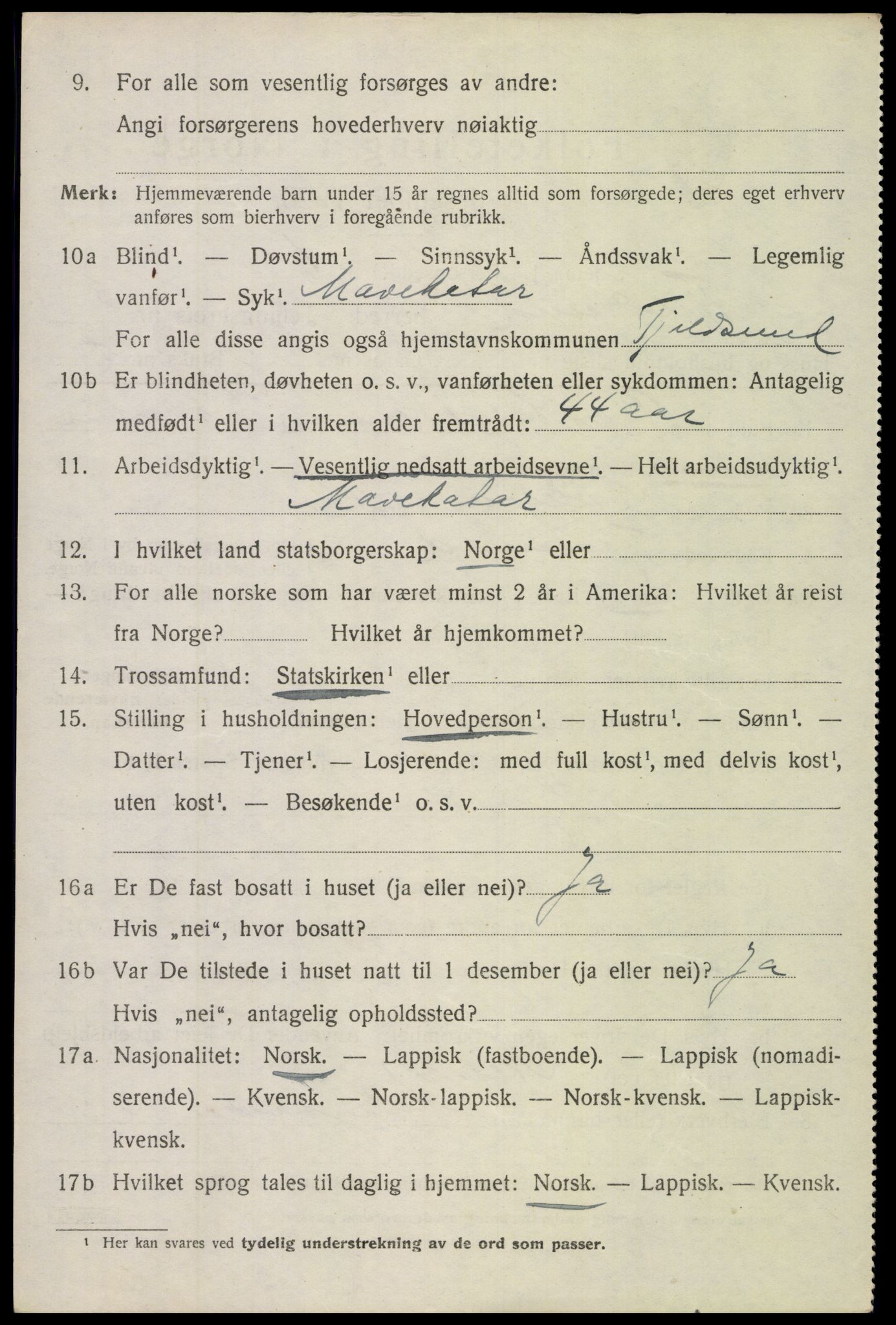 SAT, 1920 census for Tjeldsund, 1920, p. 2279