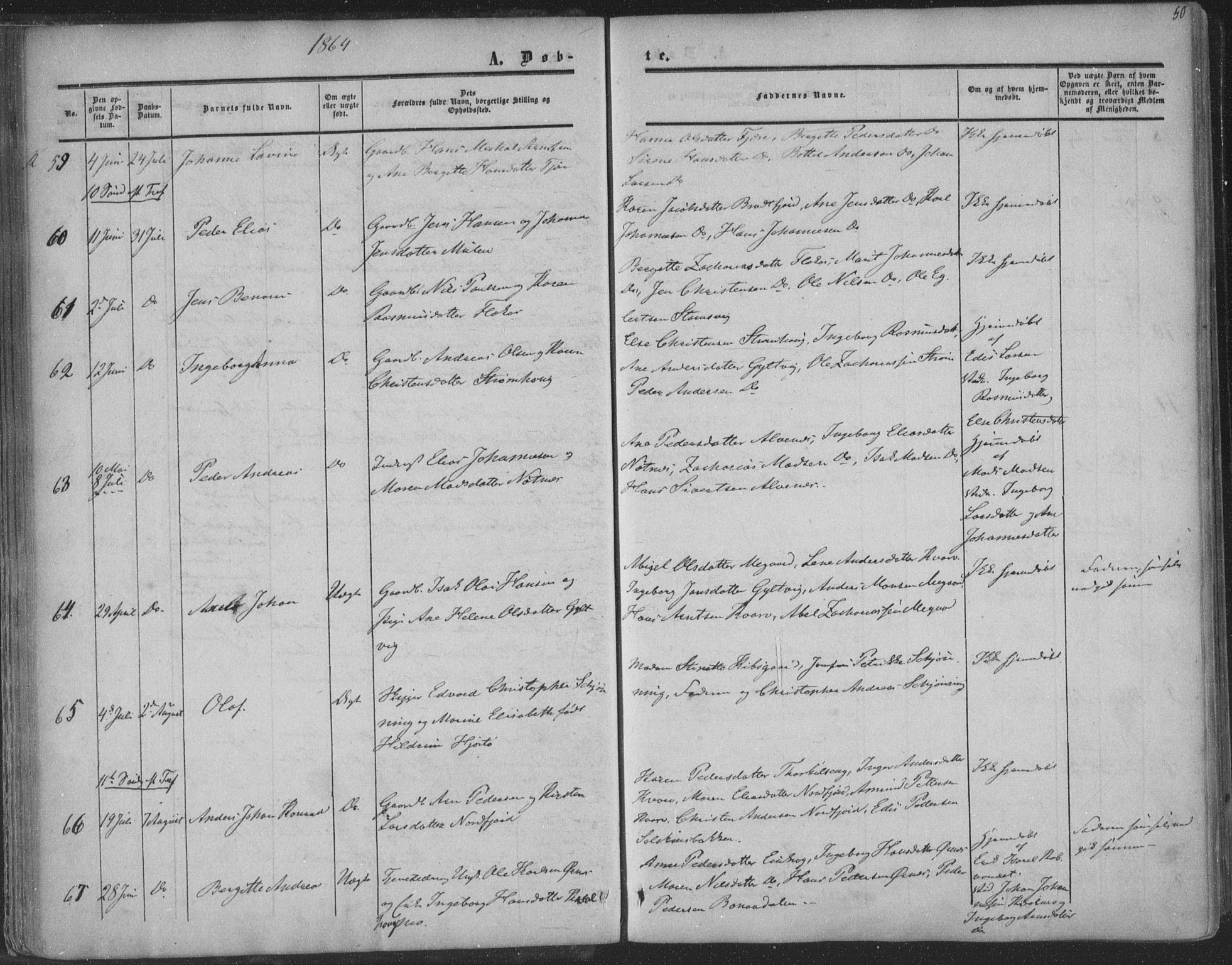 Ministerialprotokoller, klokkerbøker og fødselsregistre - Nordland, AV/SAT-A-1459/853/L0770: Parish register (official) no. 853A09, 1857-1870, p. 50