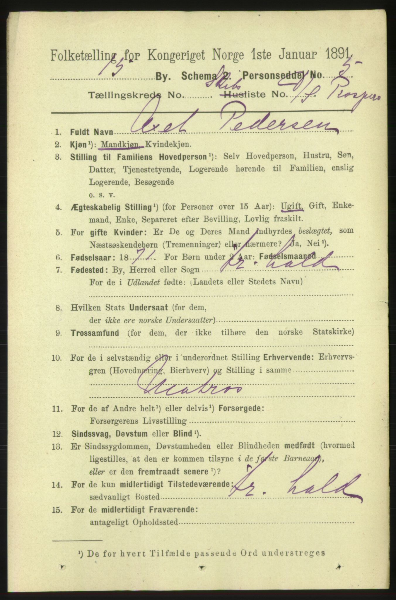 RA, 1891 census for 0602 Drammen, 1891, p. 25611