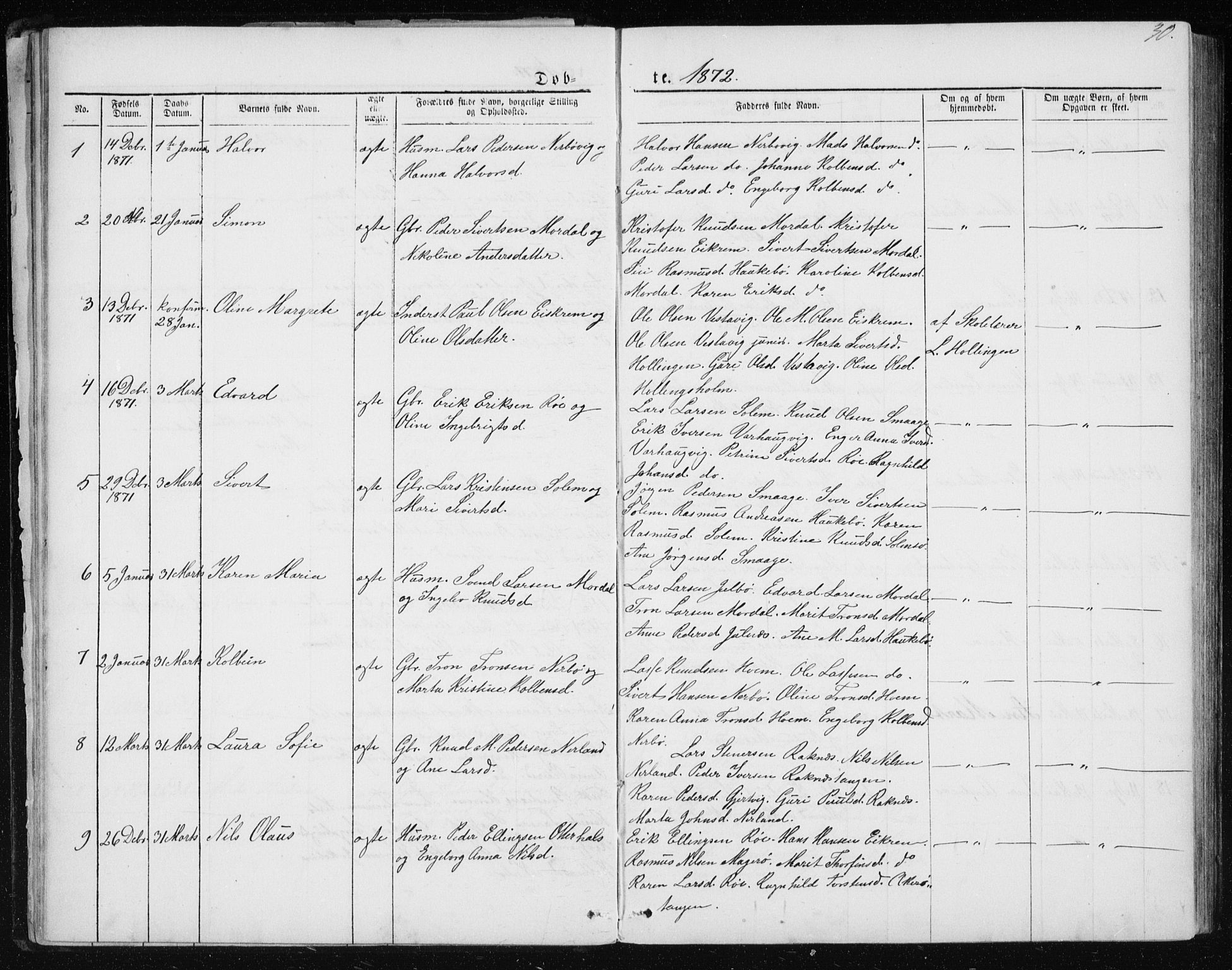 Ministerialprotokoller, klokkerbøker og fødselsregistre - Møre og Romsdal, SAT/A-1454/560/L0724: Parish register (copy) no. 560C01, 1867-1892, p. 30