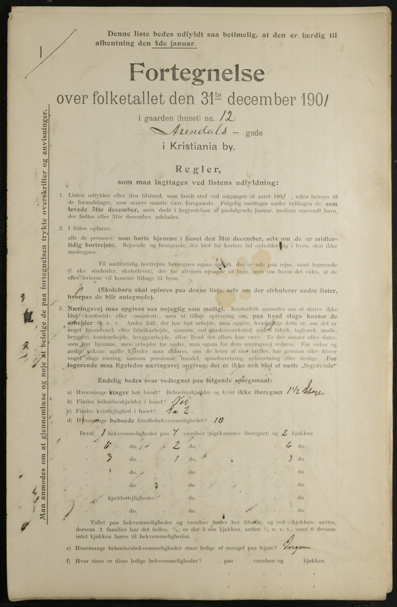 OBA, Municipal Census 1901 for Kristiania, 1901, p. 414