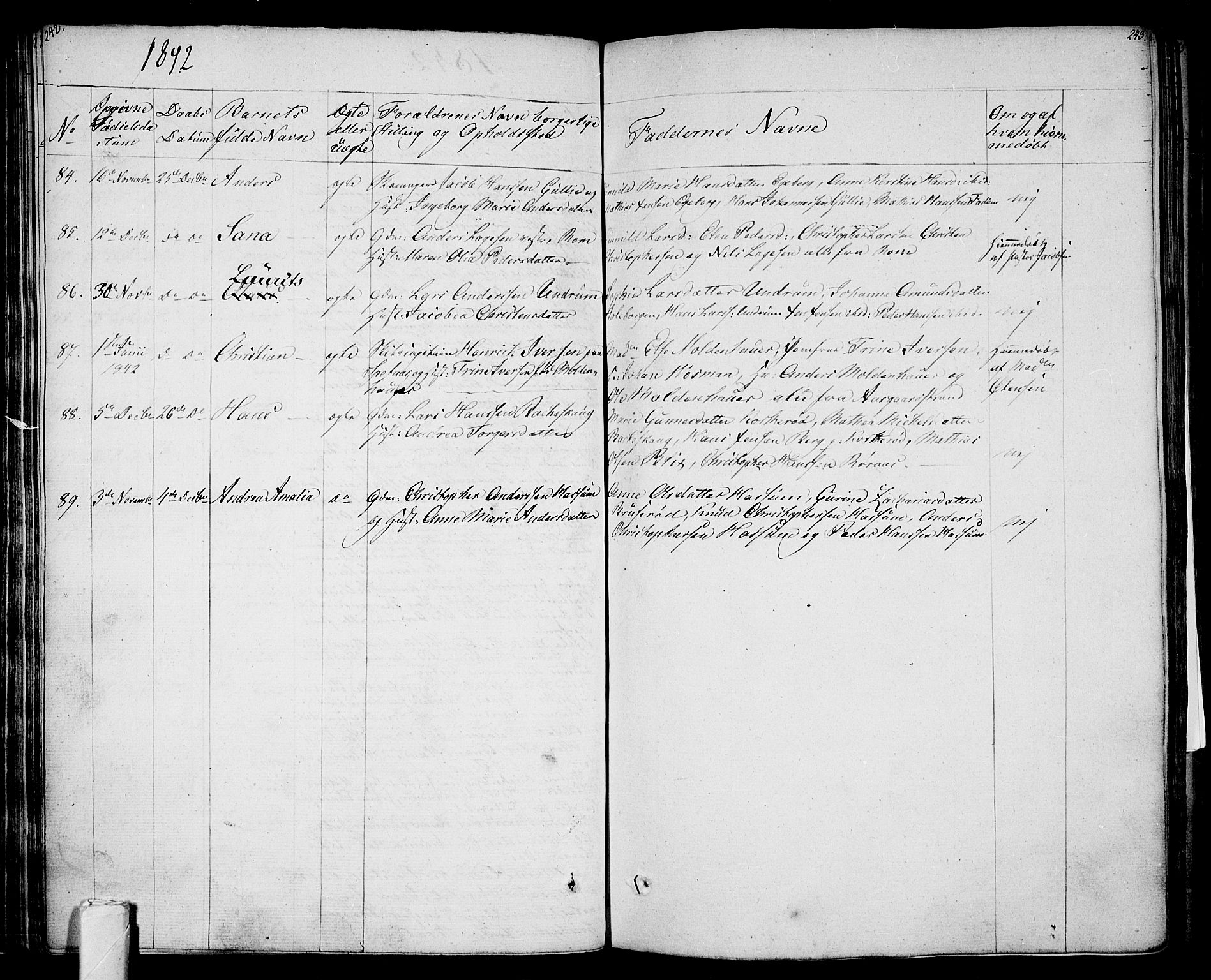 Sem kirkebøker, SAKO/A-5/F/Fa/L0005: Parish register (official) no. I 5, 1825-1842, p. 242-243