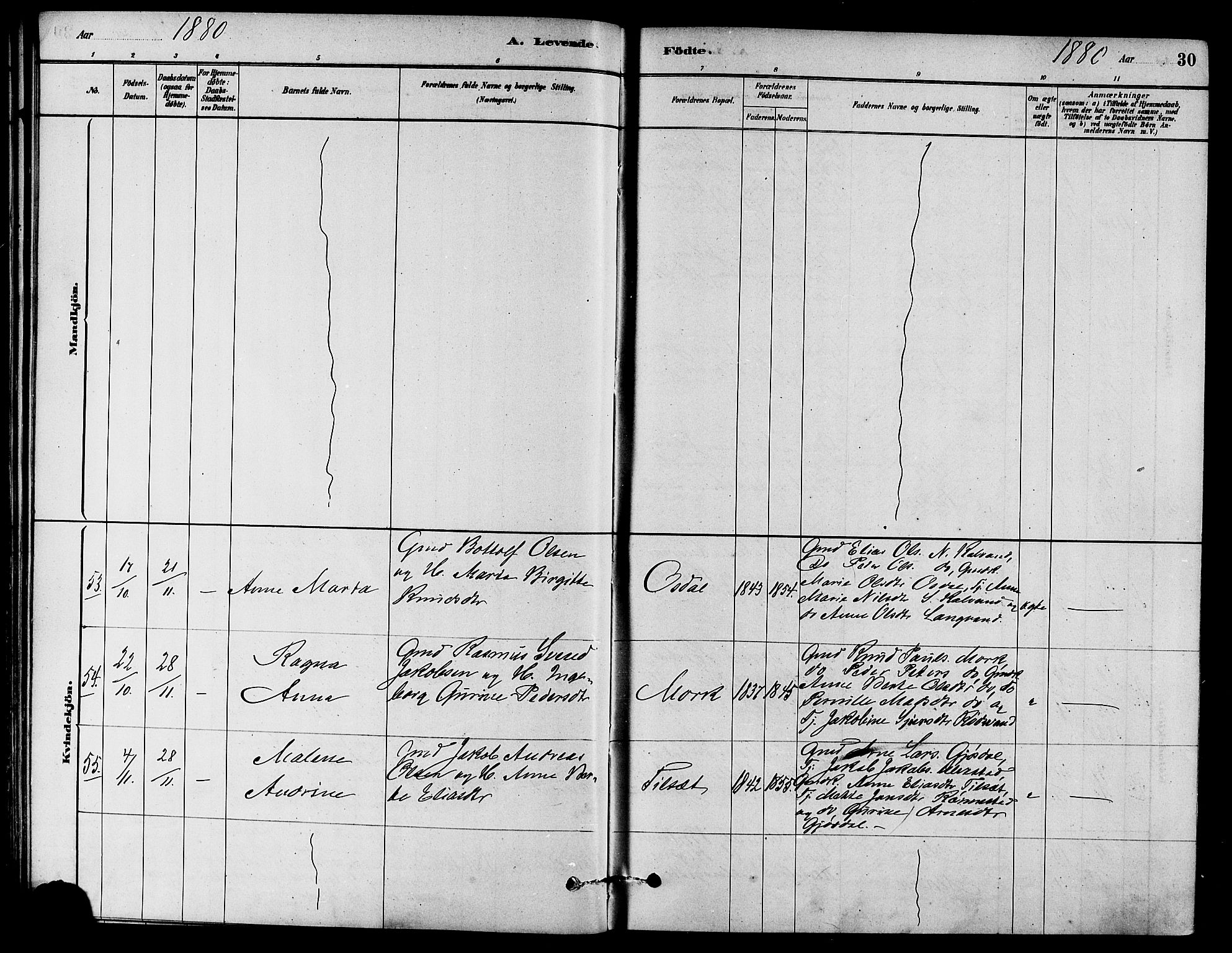 Ministerialprotokoller, klokkerbøker og fødselsregistre - Møre og Romsdal, AV/SAT-A-1454/511/L0141: Parish register (official) no. 511A08, 1878-1890, p. 30