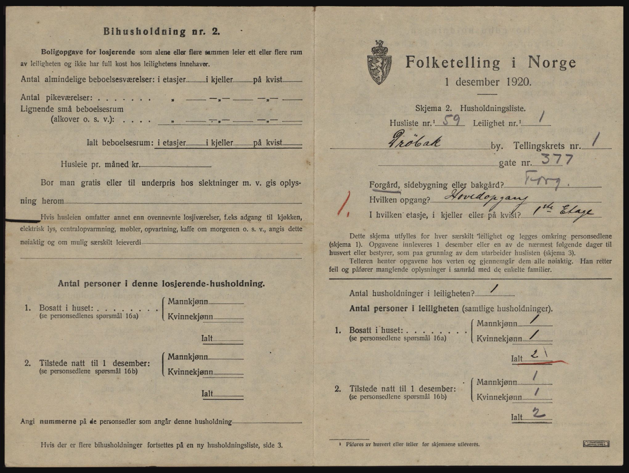 SAO, 1920 census for Drøbak, 1920, p. 925