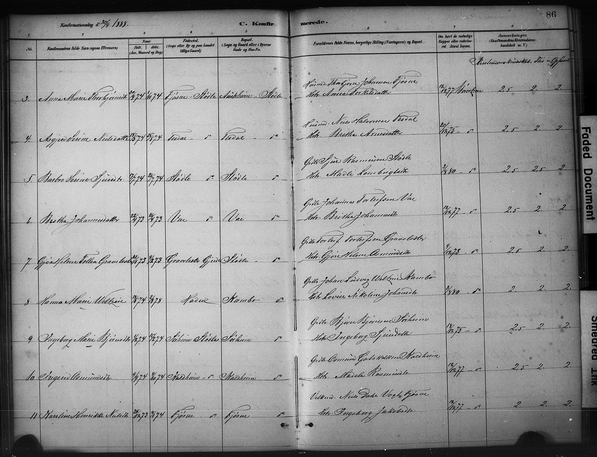 Etne sokneprestembete, AV/SAB-A-75001/H/Hab: Parish register (copy) no. A 5, 1879-1896, p. 86