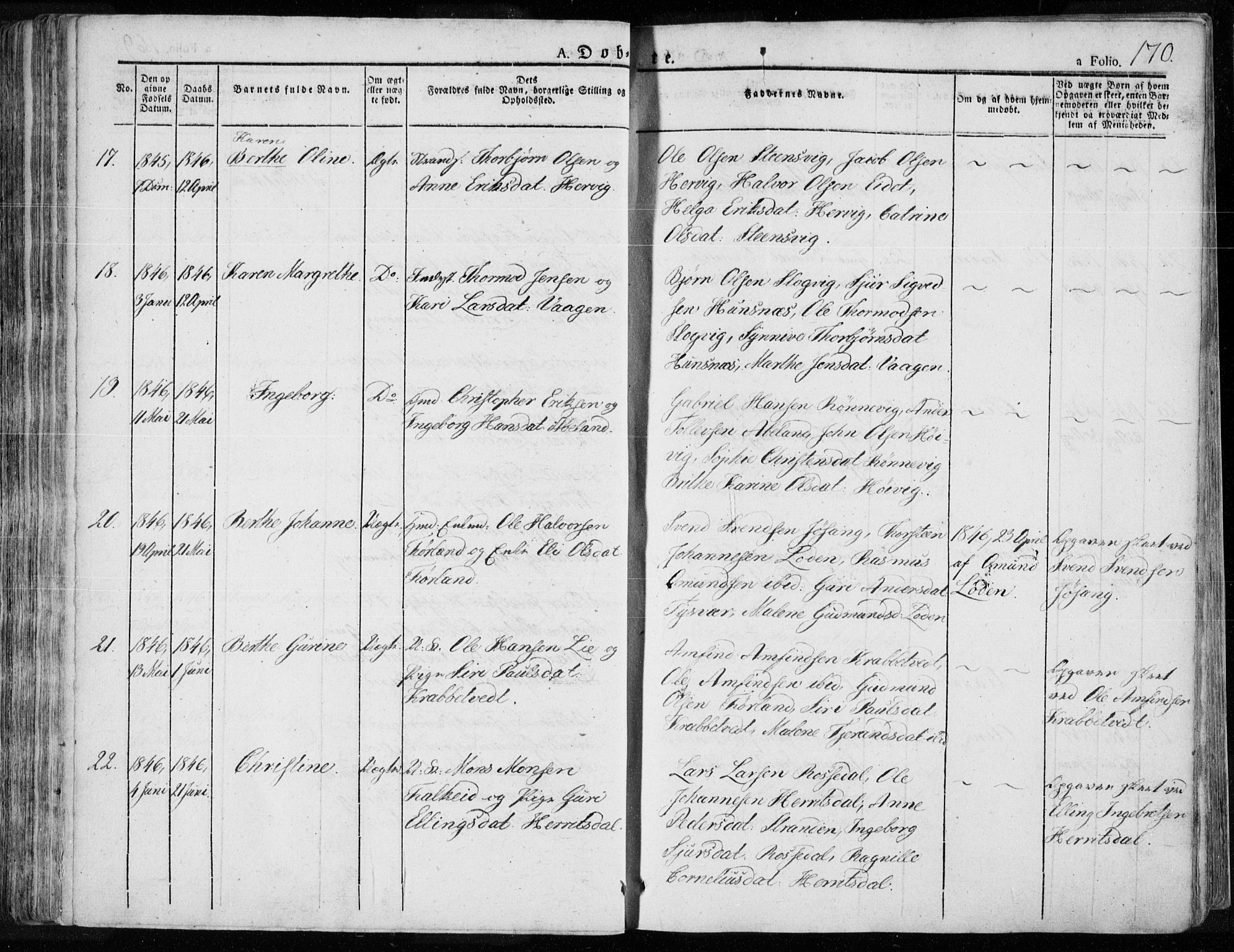 Tysvær sokneprestkontor, AV/SAST-A -101864/H/Ha/Haa/L0001: Parish register (official) no. A 1.1, 1831-1856, p. 170