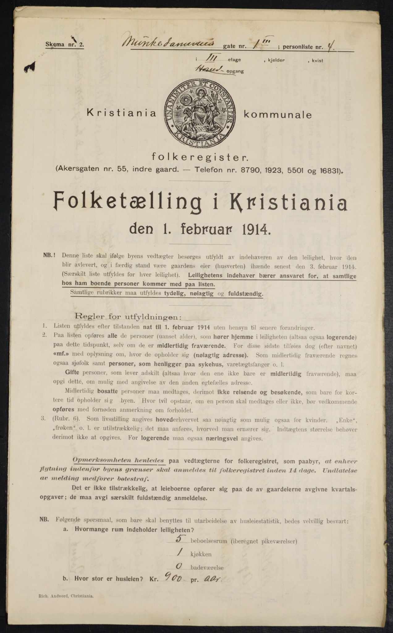 OBA, Municipal Census 1914 for Kristiania, 1914, p. 66692