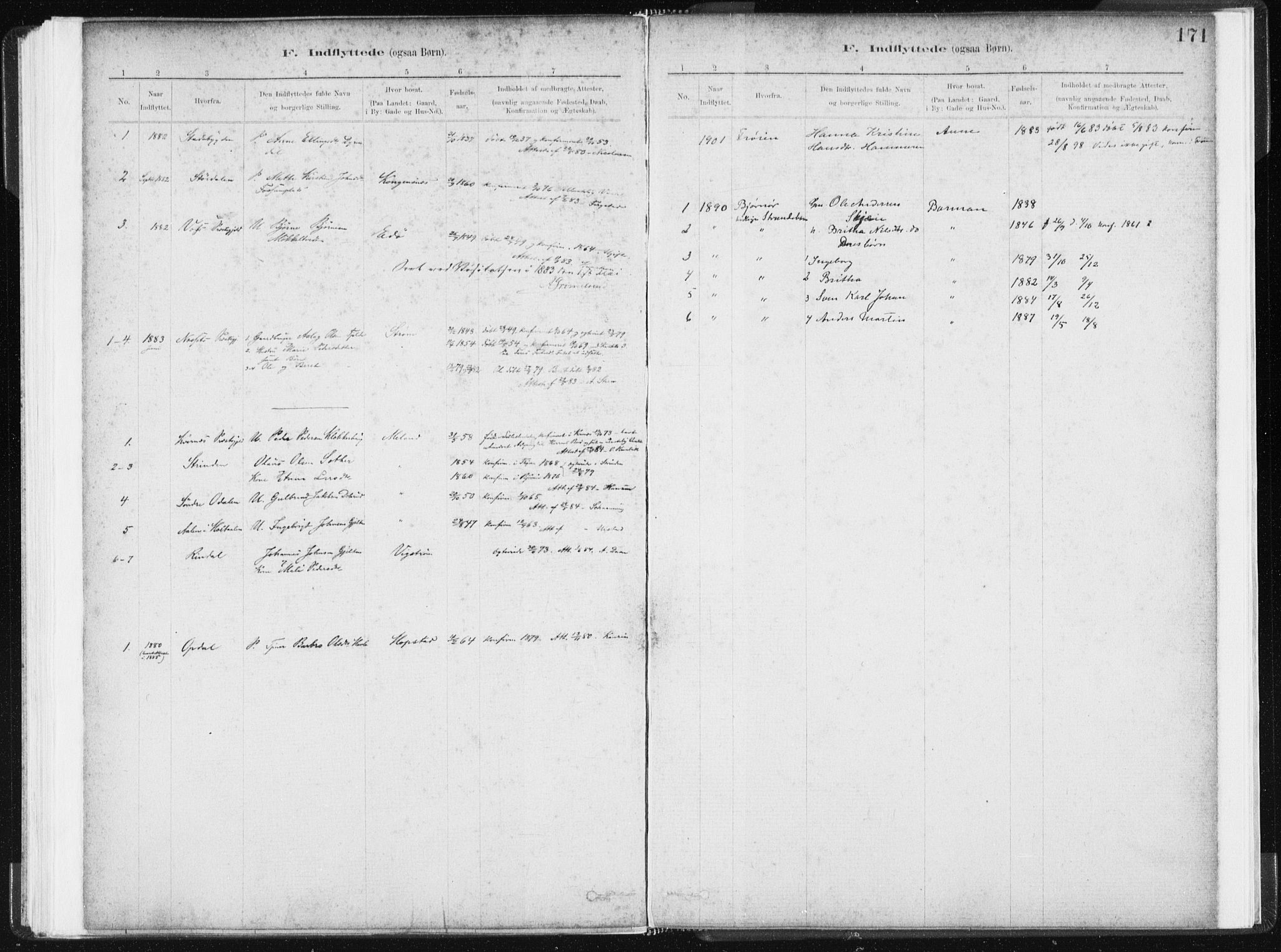 Ministerialprotokoller, klokkerbøker og fødselsregistre - Sør-Trøndelag, SAT/A-1456/634/L0533: Parish register (official) no. 634A09, 1882-1901, p. 171