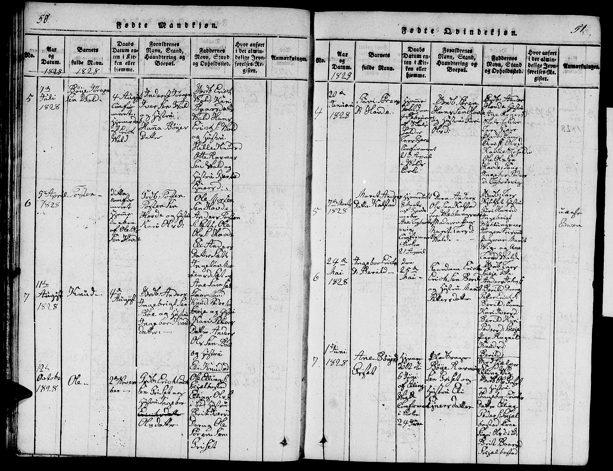 Ministerialprotokoller, klokkerbøker og fødselsregistre - Møre og Romsdal, AV/SAT-A-1454/543/L0563: Parish register (copy) no. 543C01, 1818-1836, p. 50-51