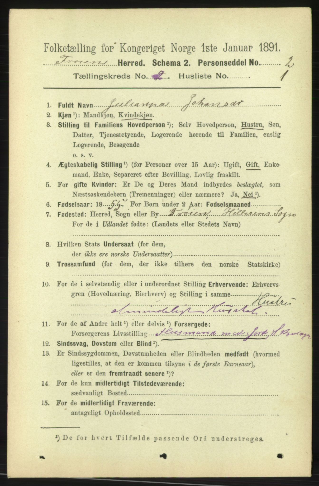 RA, 1891 census for 1619 Frøya, 1891, p. 946