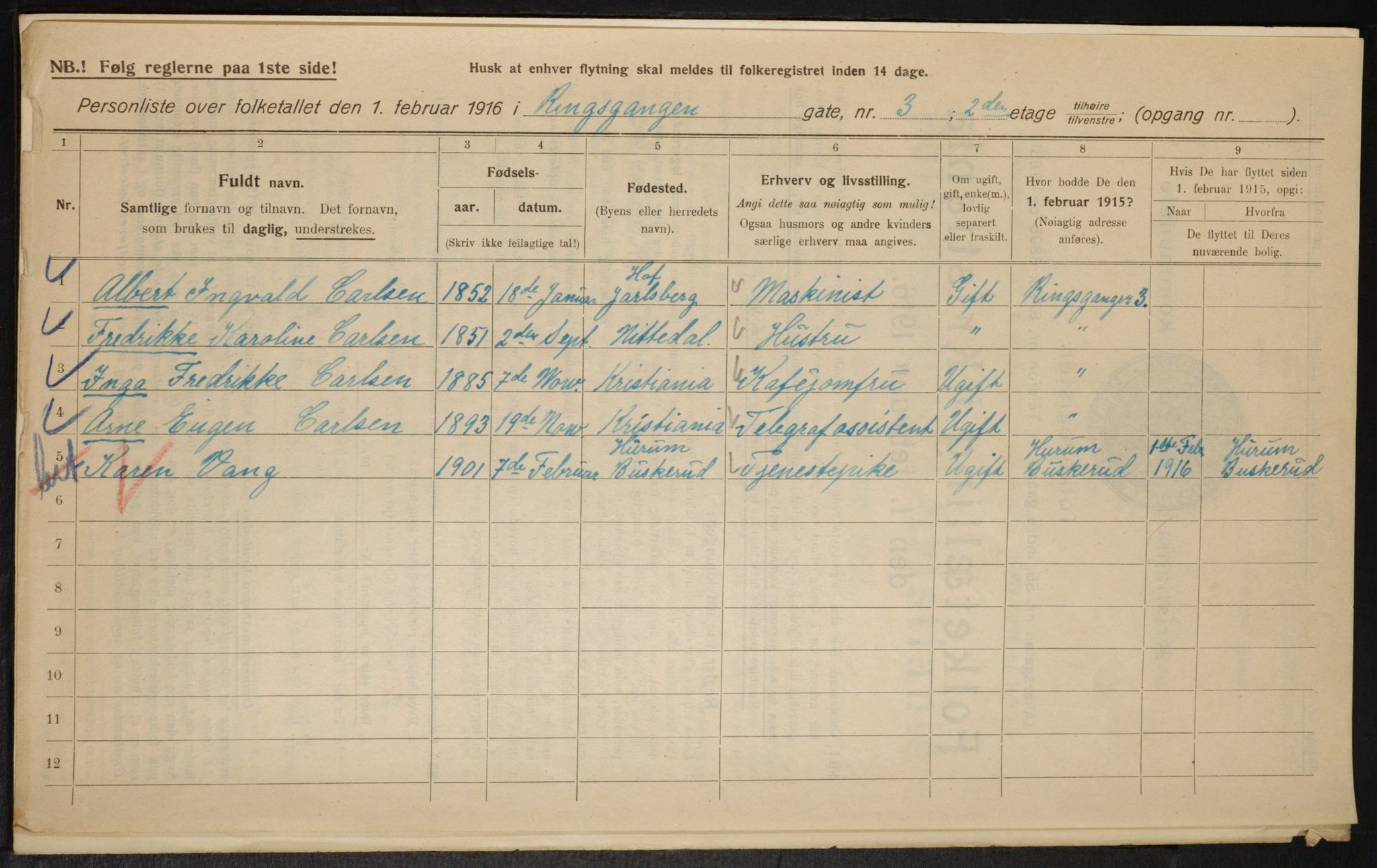 OBA, Municipal Census 1916 for Kristiania, 1916, p. 85340