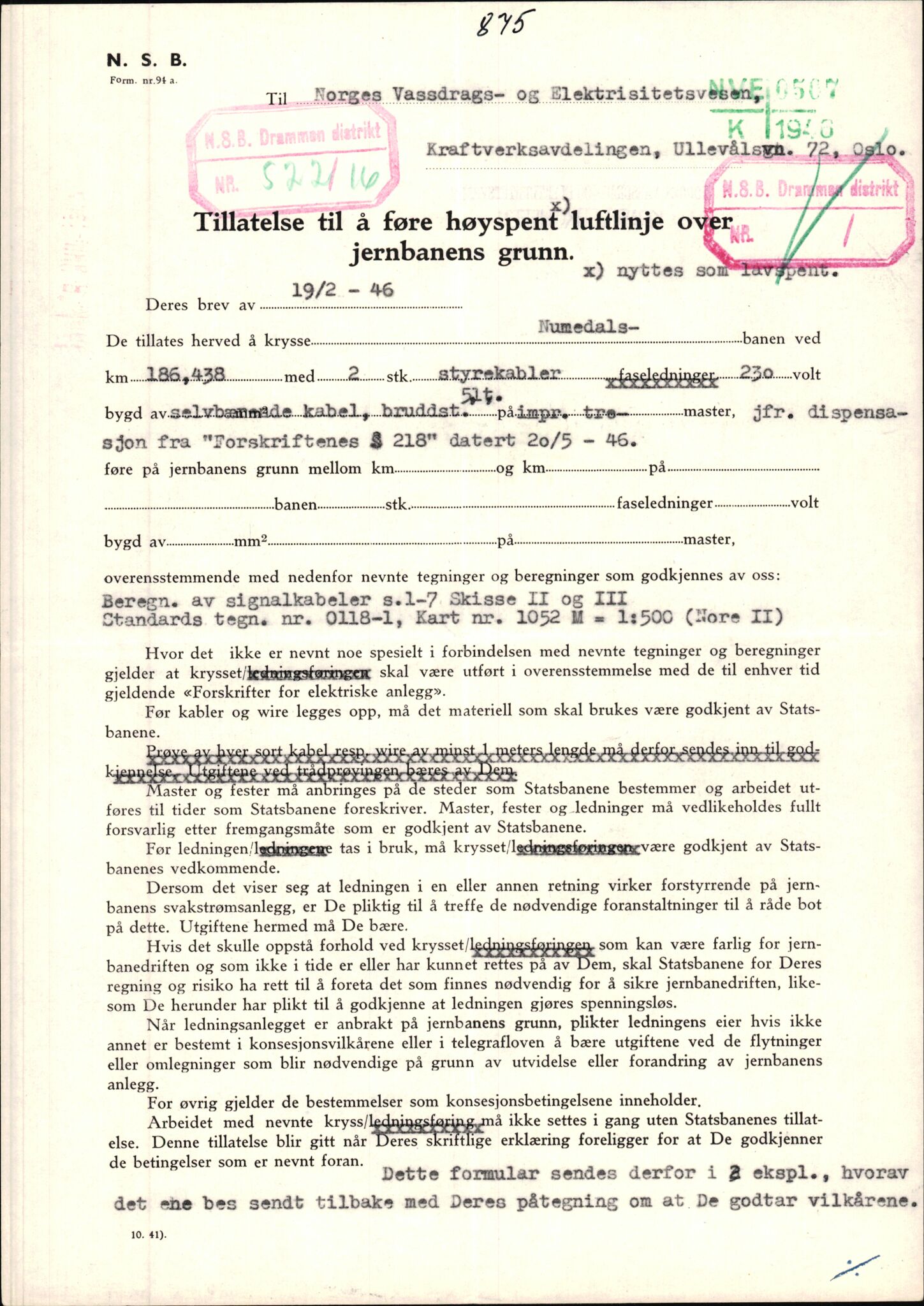 Norges Statsbaner Drammen distrikt (NSB), AV/SAKO-A-30/F/Fe/Fee/L0003: Kabelkryss Drammenbanen, Bratsbergbanen, Numedalsbanen og Sørlandsbanen, 1903-1989, p. 1236