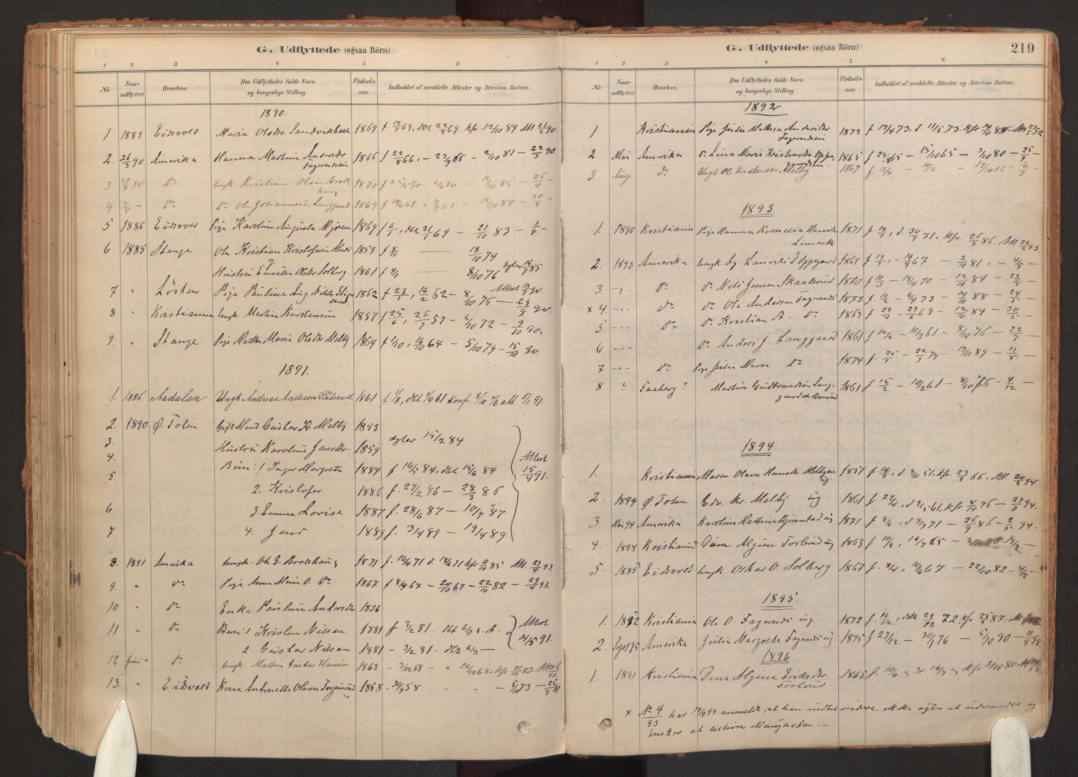 Hurdal prestekontor Kirkebøker, AV/SAO-A-10889/F/Fb/L0003: Parish register (official) no. II 3, 1878-1920, p. 219