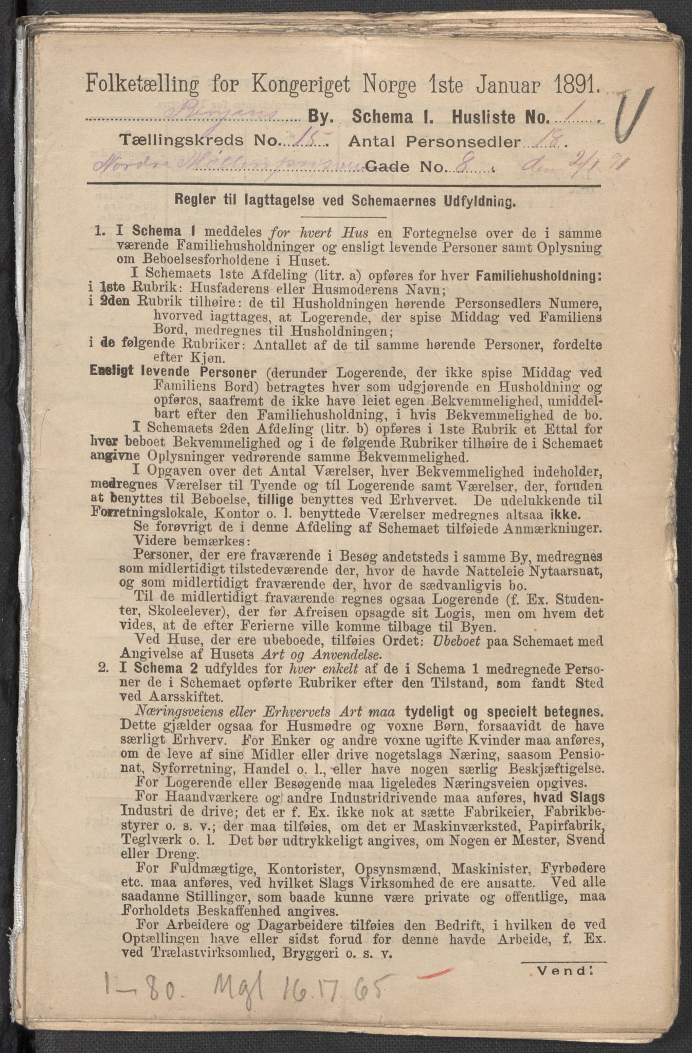 RA, 1891 Census for 1301 Bergen, 1891, p. 2307