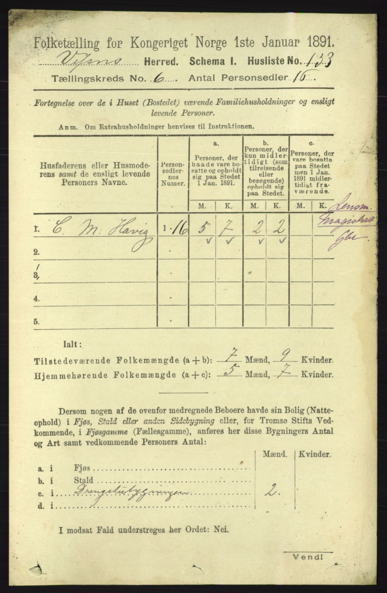 RA, 1891 census for 1824 Vefsn, 1891, p. 2798