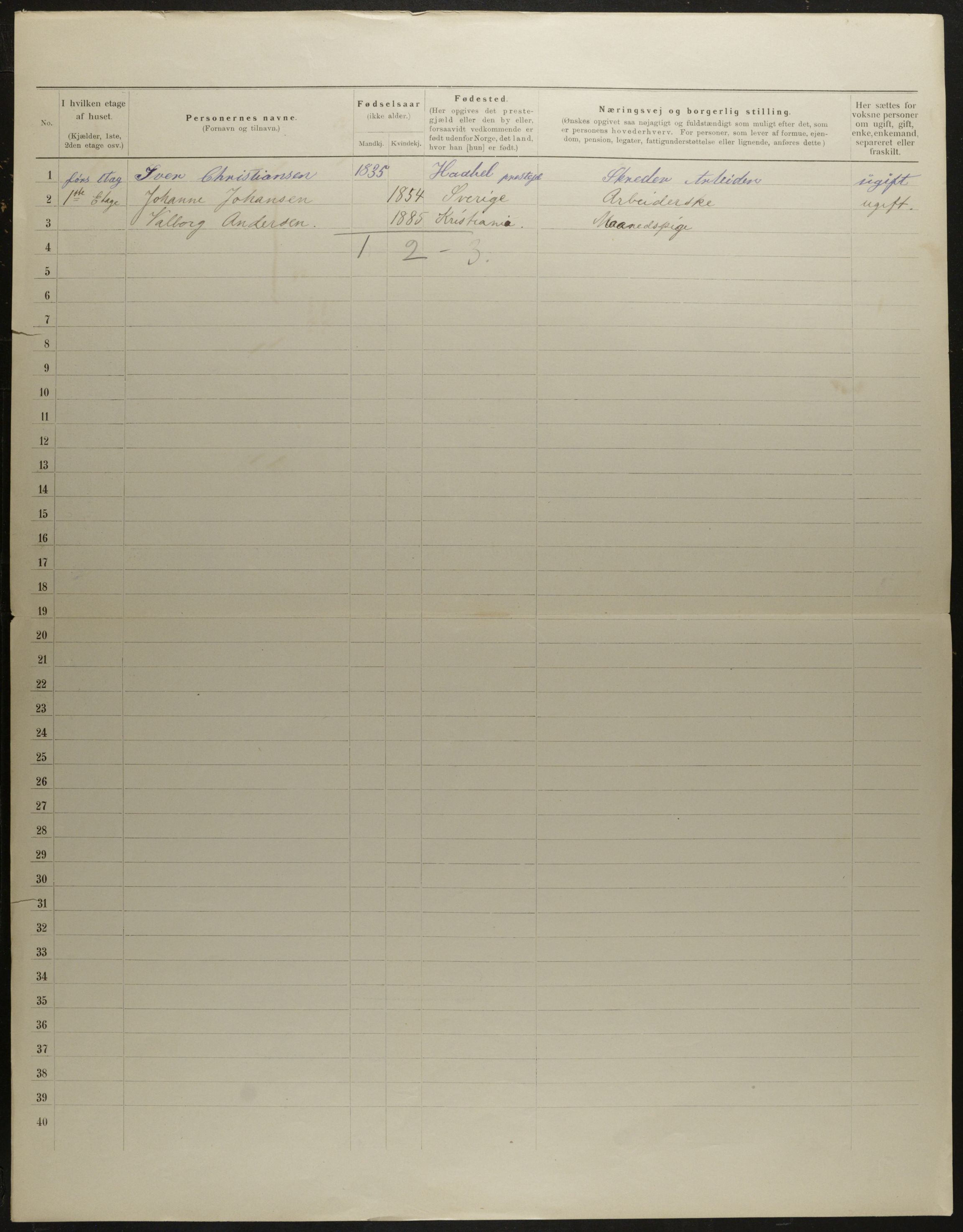 OBA, Municipal Census 1901 for Kristiania, 1901, p. 7805