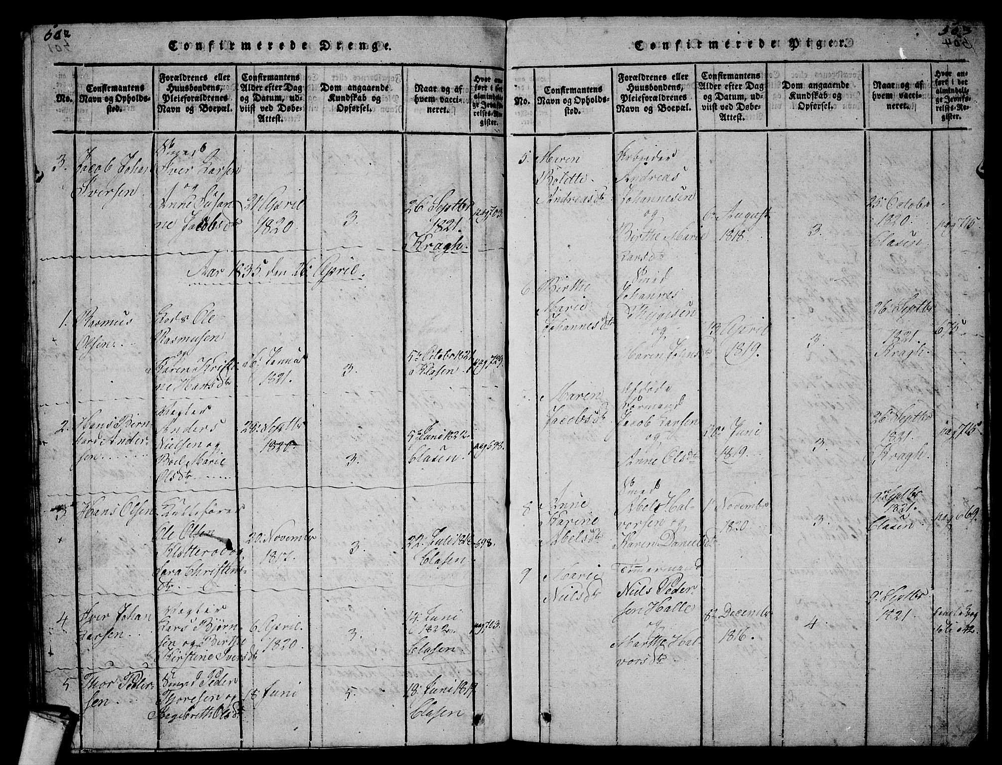 Larvik kirkebøker, AV/SAKO-A-352/G/Gb/L0001: Parish register (copy) no. II 1, 1818-1843, p. 502-503