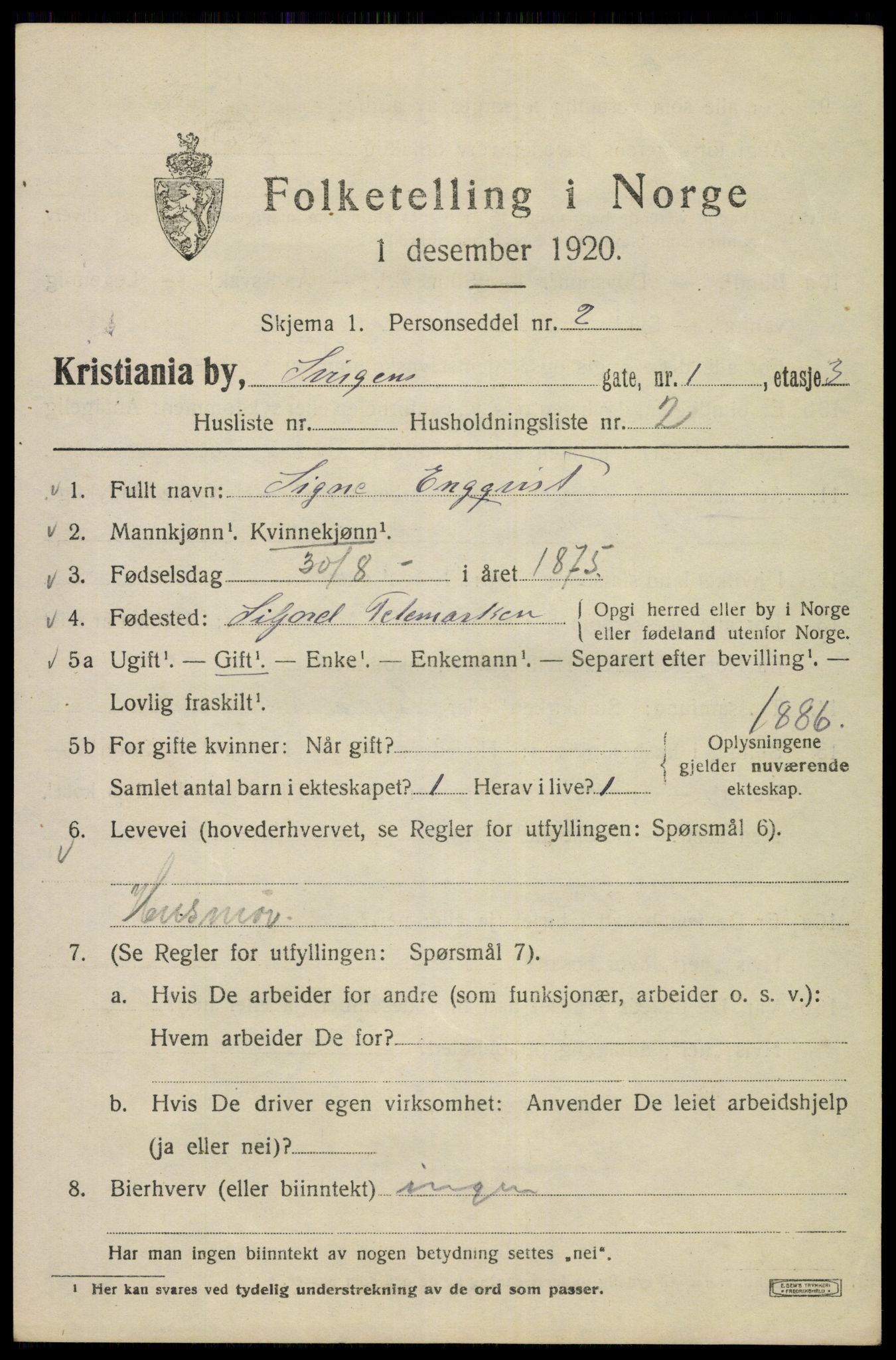 SAO, 1920 census for Kristiania, 1920, p. 560181