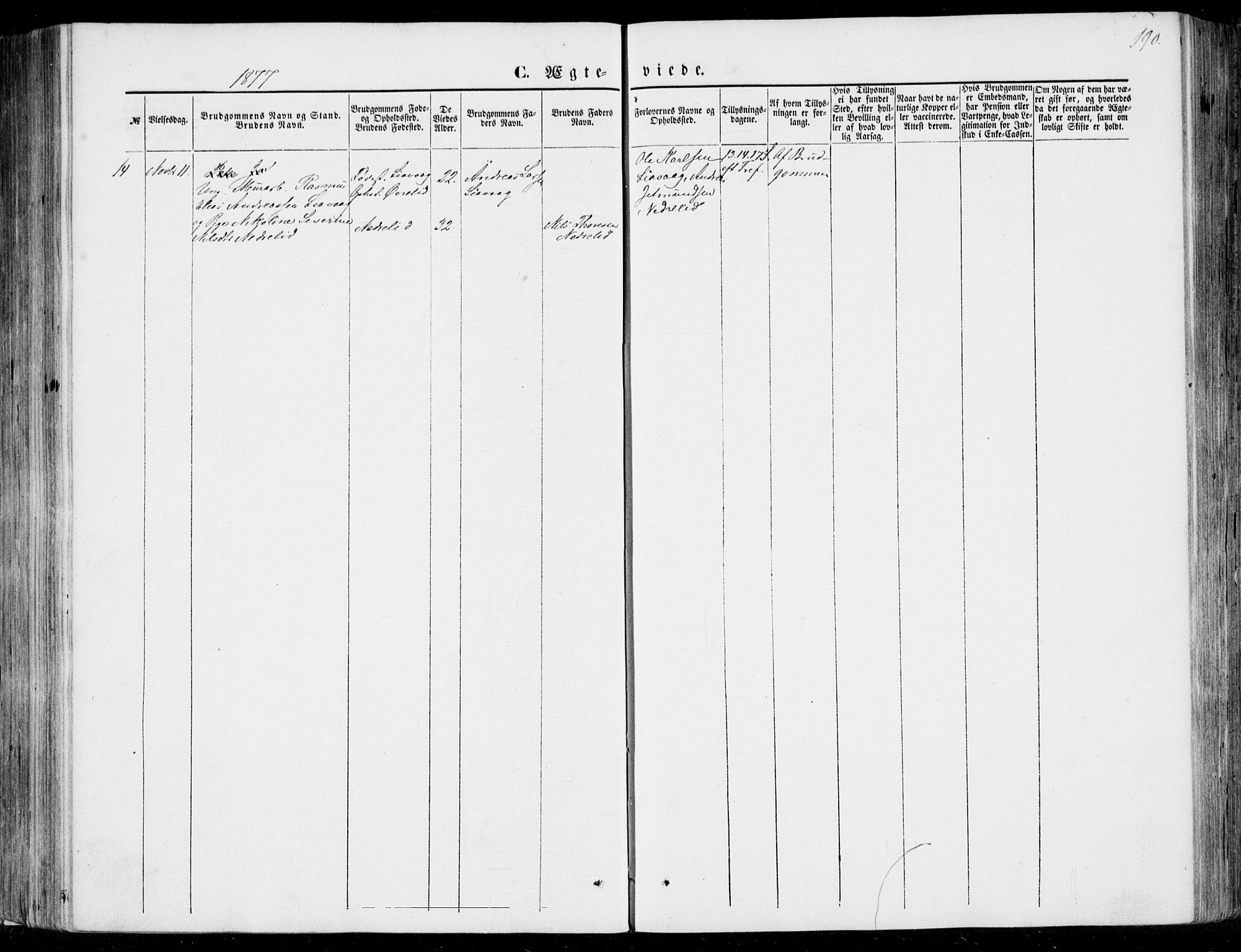 Ministerialprotokoller, klokkerbøker og fødselsregistre - Møre og Romsdal, SAT/A-1454/510/L0121: Parish register (official) no. 510A01, 1848-1877, p. 190