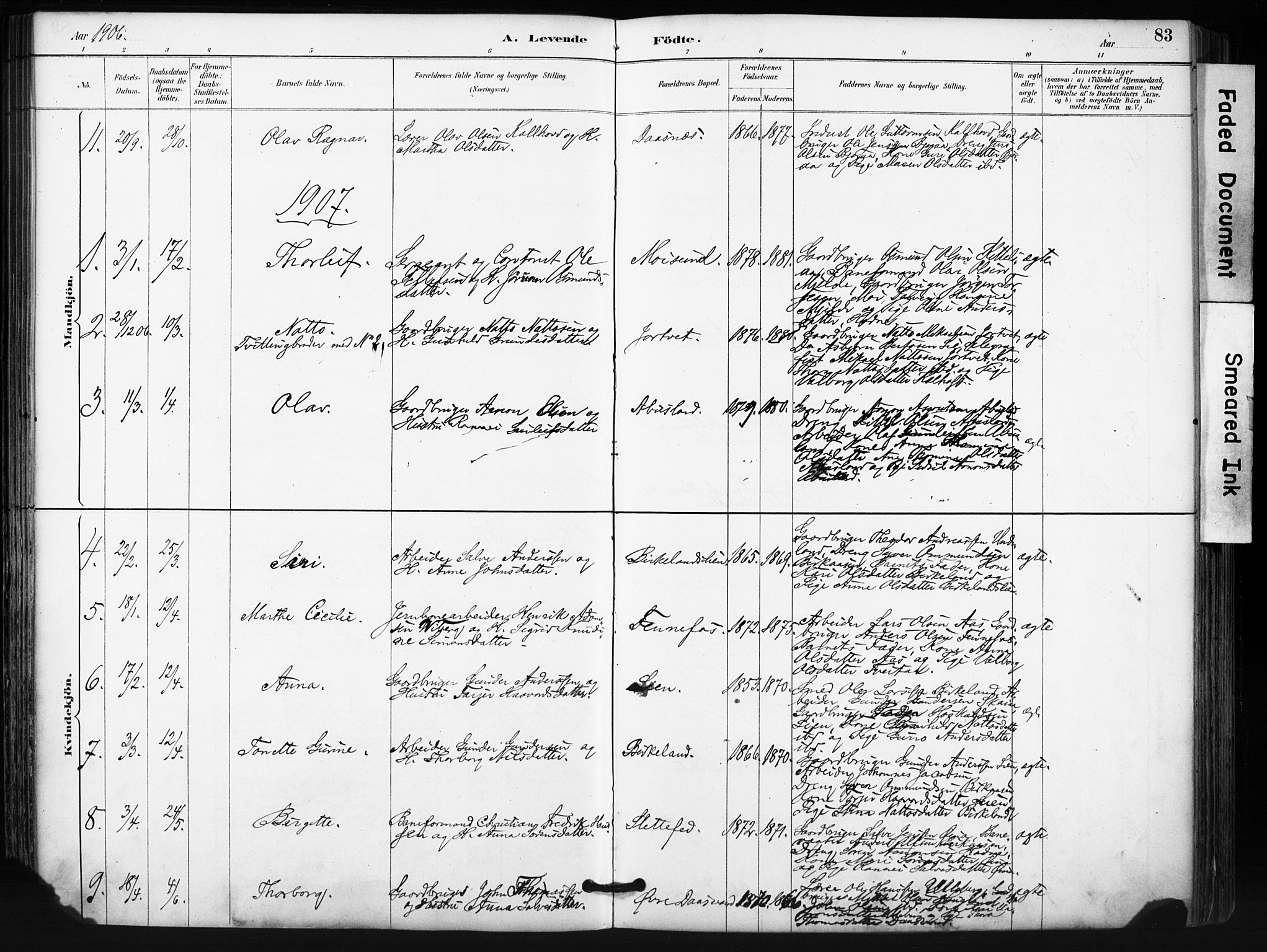 Evje sokneprestkontor, AV/SAK-1111-0008/F/Fa/Fab/L0003: Parish register (official) no. A 3, 1884-1909, p. 83