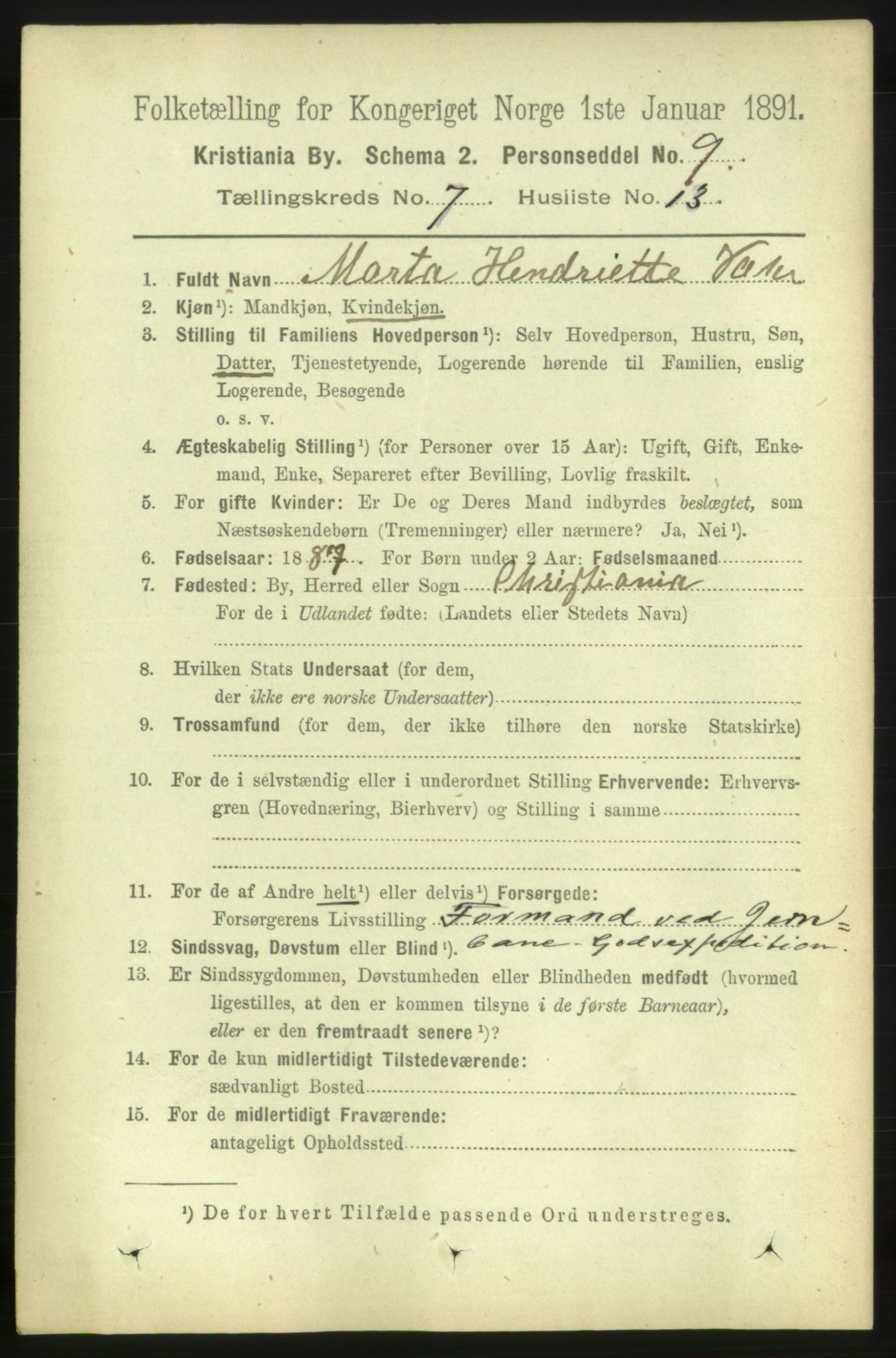 RA, 1891 census for 0301 Kristiania, 1891, p. 2922