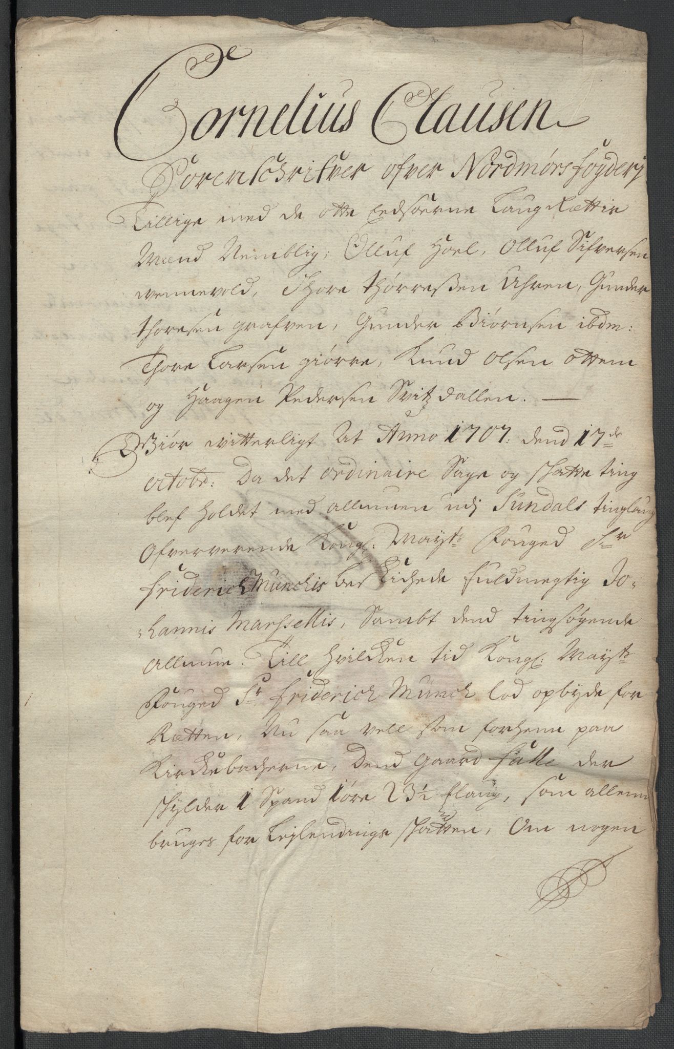 Rentekammeret inntil 1814, Reviderte regnskaper, Fogderegnskap, AV/RA-EA-4092/R56/L3742: Fogderegnskap Nordmøre, 1706-1707, p. 319