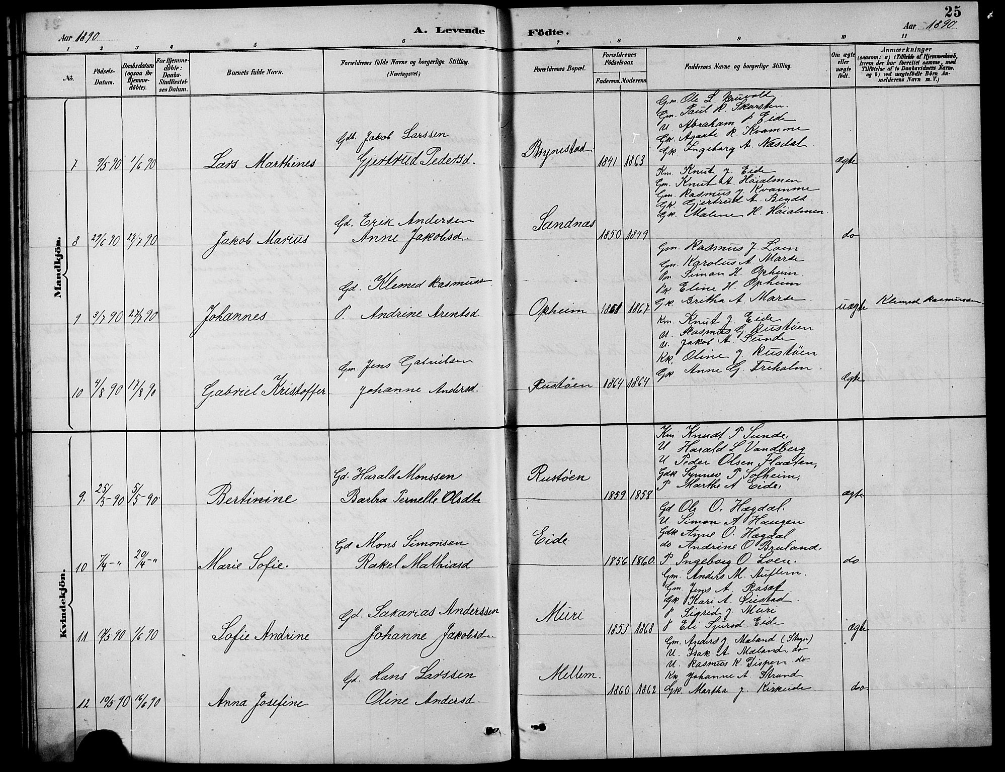 Innvik sokneprestembete, SAB/A-80501: Parish register (copy) no. B 3, 1886-1897, p. 25