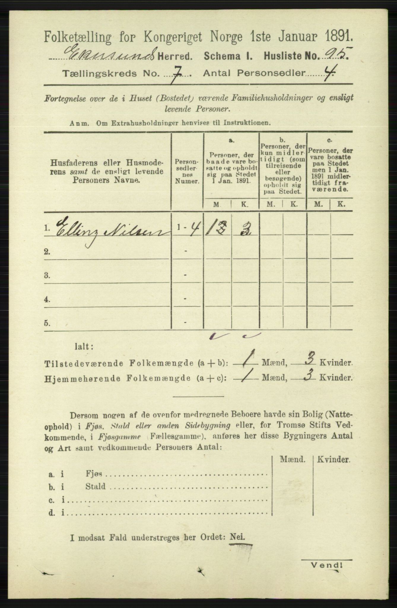 RA, 1891 census for 1116 Eigersund herred, 1891, p. 2820