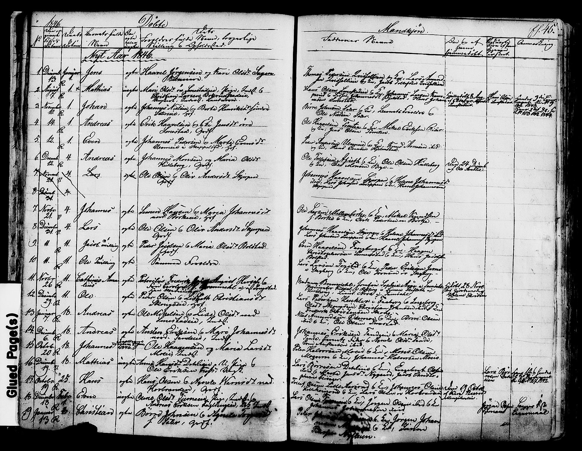 Ringsaker prestekontor, SAH/PREST-014/K/Ka/L0008: Parish register (official) no. 8, 1837-1850, p. 45