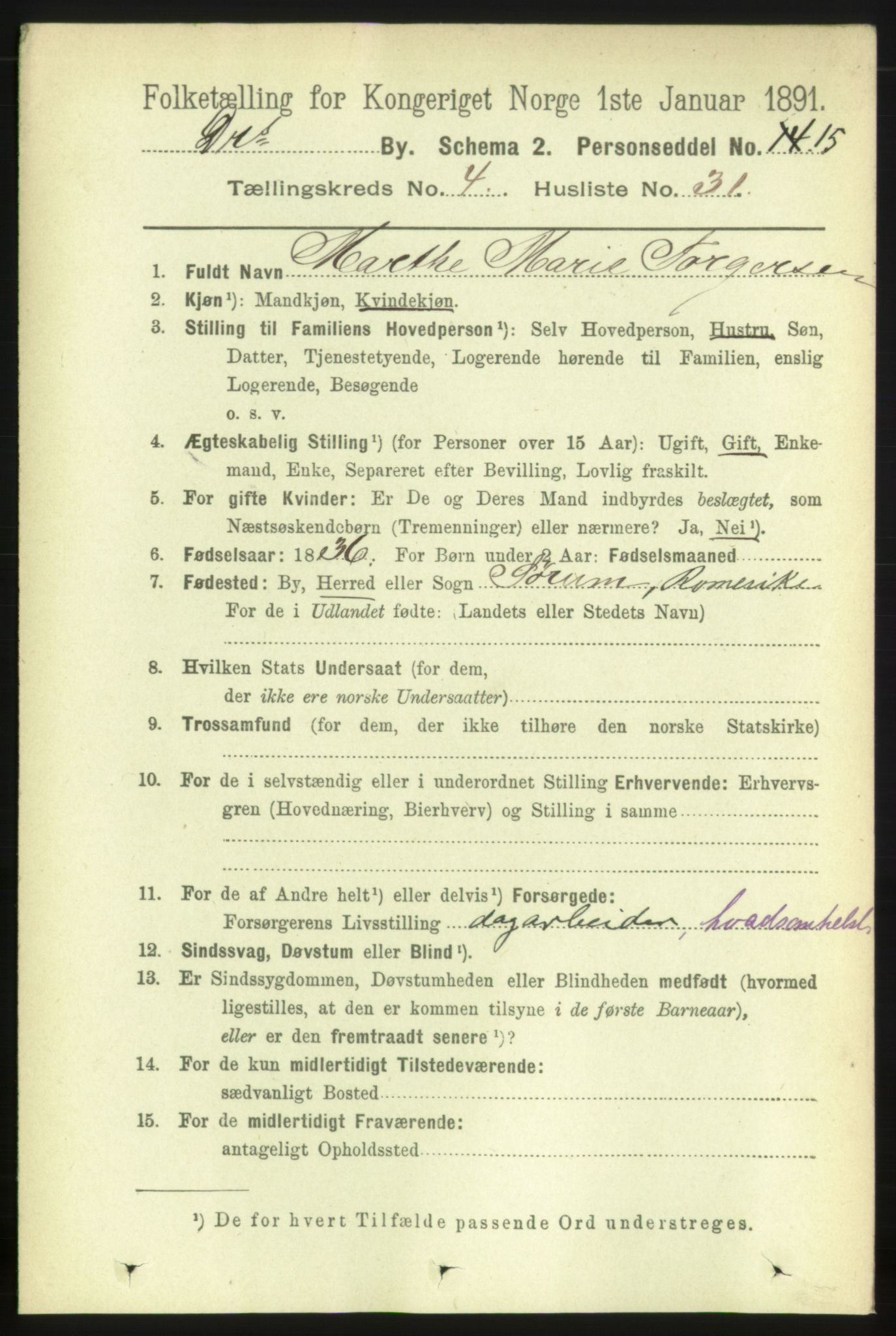 RA, 1891 census for 0602 Drammen, 1891, p. 5675