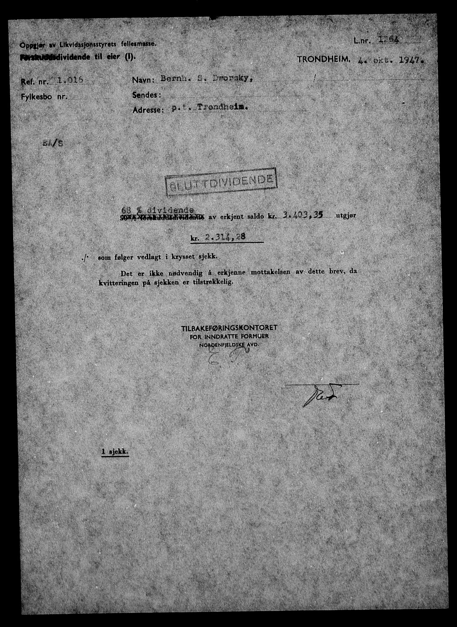 Justisdepartementet, Tilbakeføringskontoret for inndratte formuer, RA/S-1564/H/Hc/Hca/L0894: --, 1945-1947, p. 266