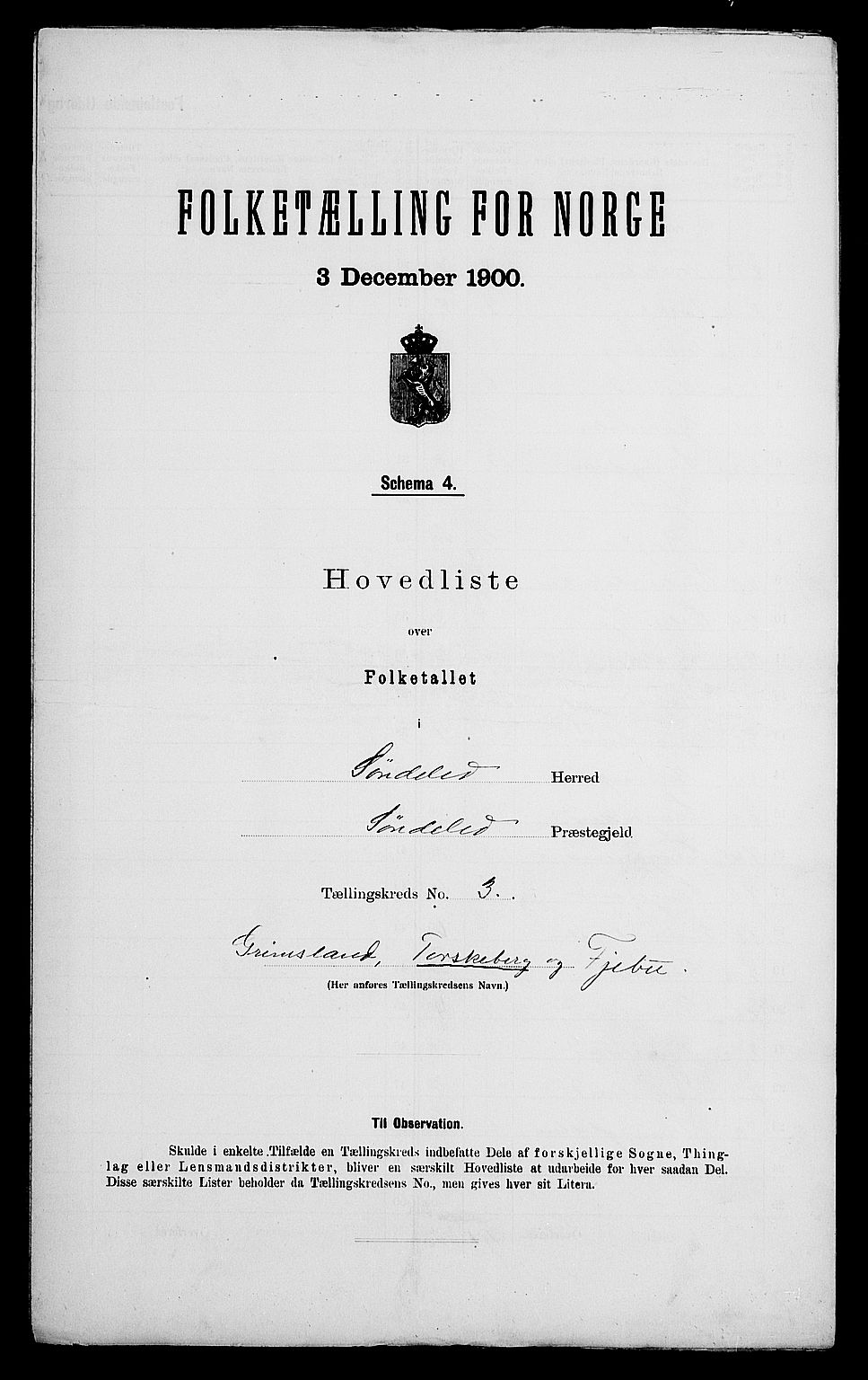 SAK, 1900 census for Søndeled, 1900, p. 32