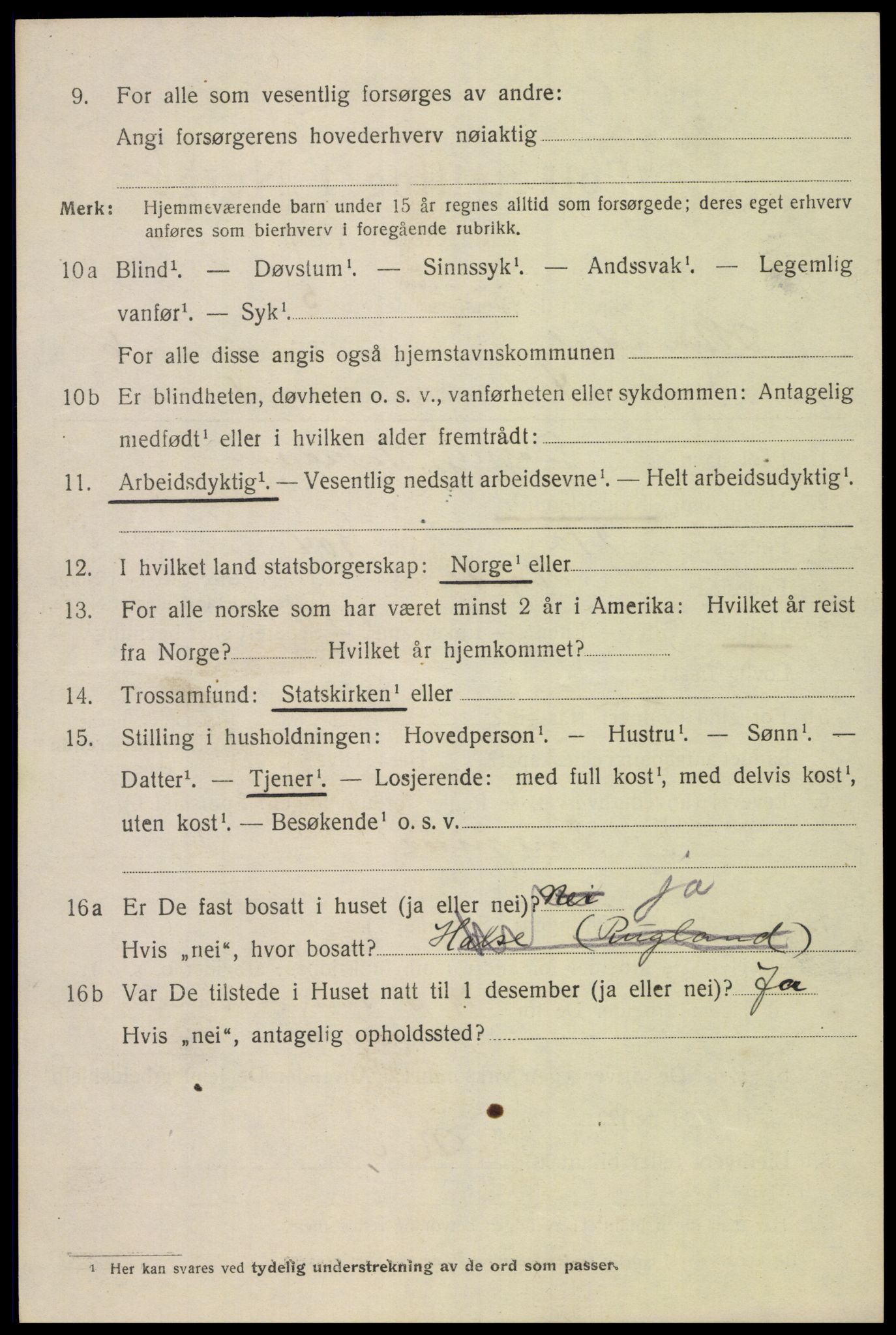 SAK, 1920 census for Mandal, 1920, p. 9152