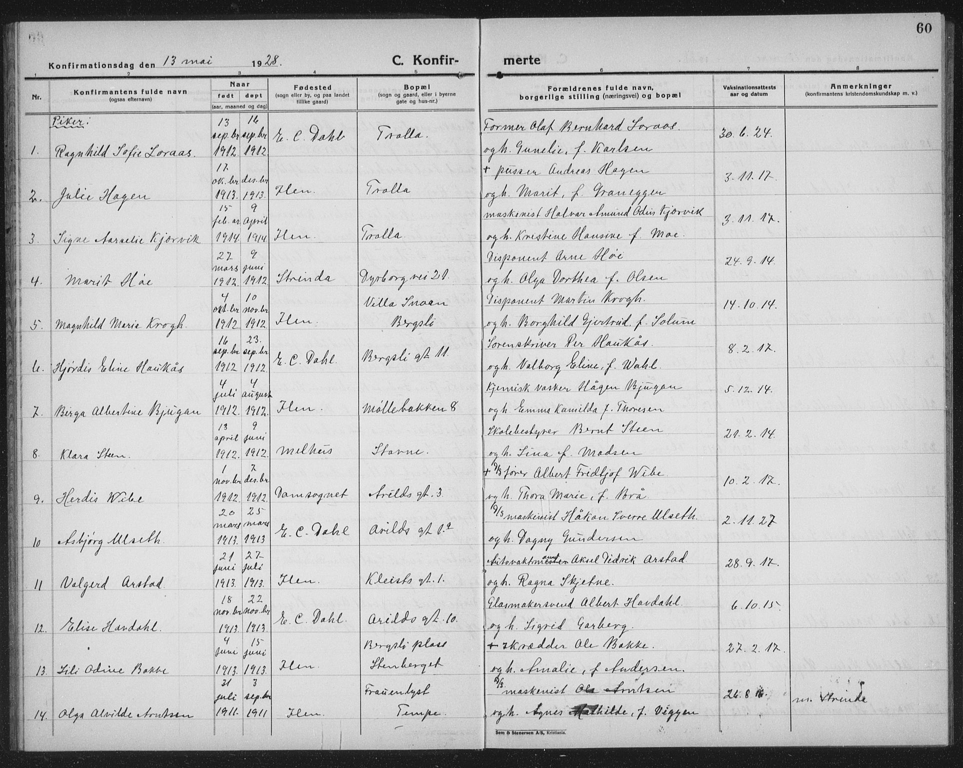 Ministerialprotokoller, klokkerbøker og fødselsregistre - Sør-Trøndelag, AV/SAT-A-1456/603/L0175: Parish register (copy) no. 603C03, 1923-1941, p. 60