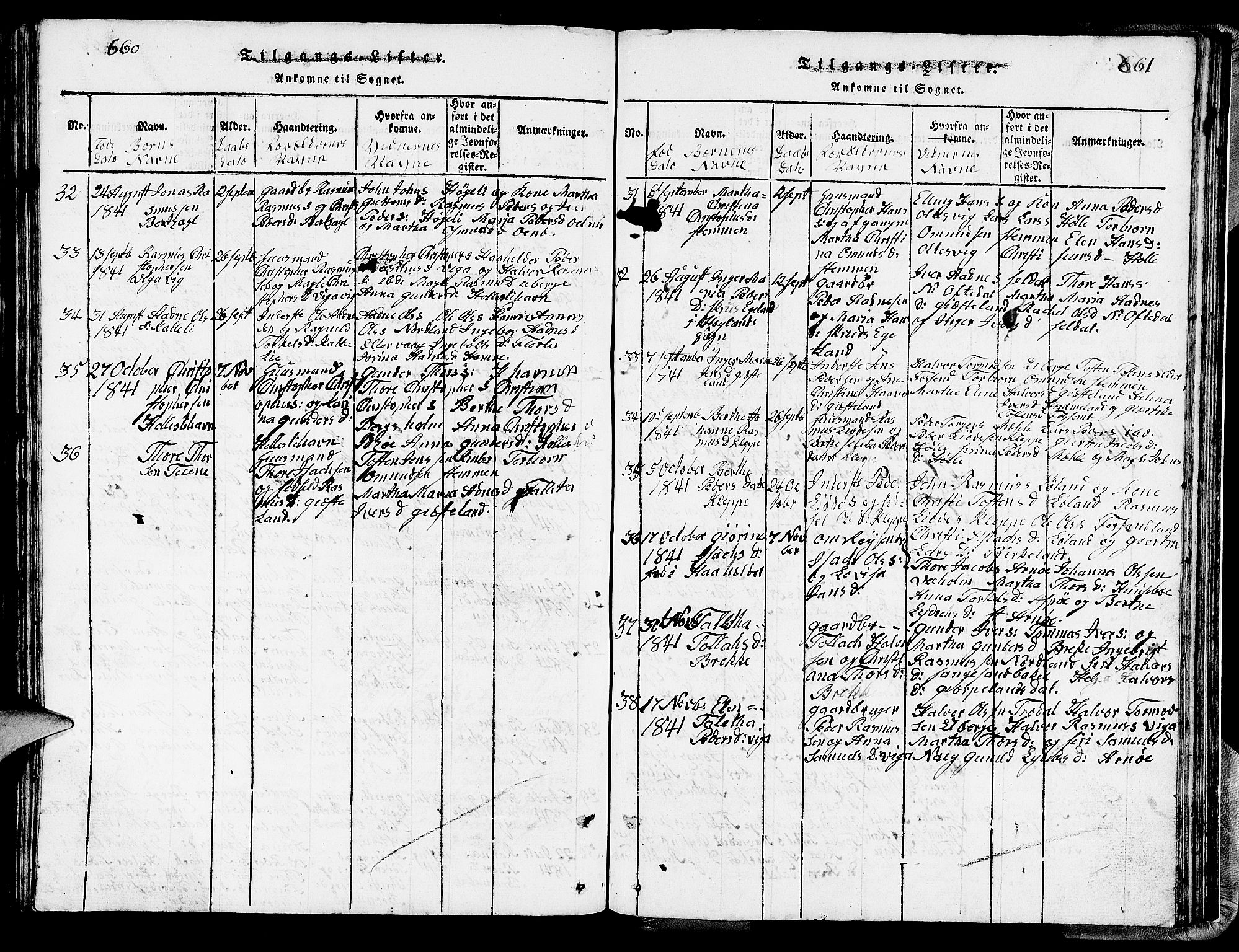 Strand sokneprestkontor, SAST/A-101828/H/Ha/Hab/L0002: Parish register (copy) no. B 2, 1816-1854, p. 660-661