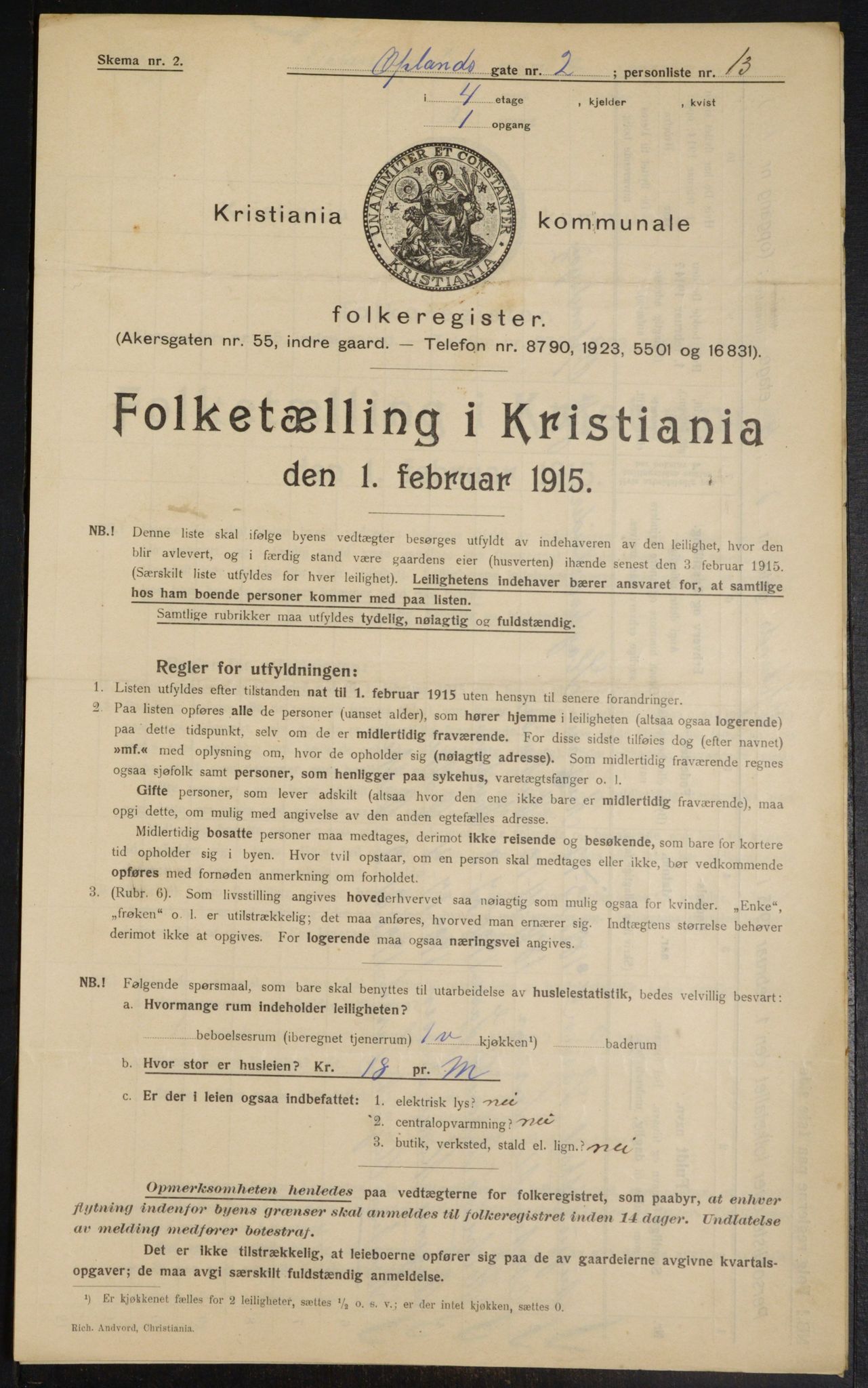 OBA, Municipal Census 1915 for Kristiania, 1915, p. 75254