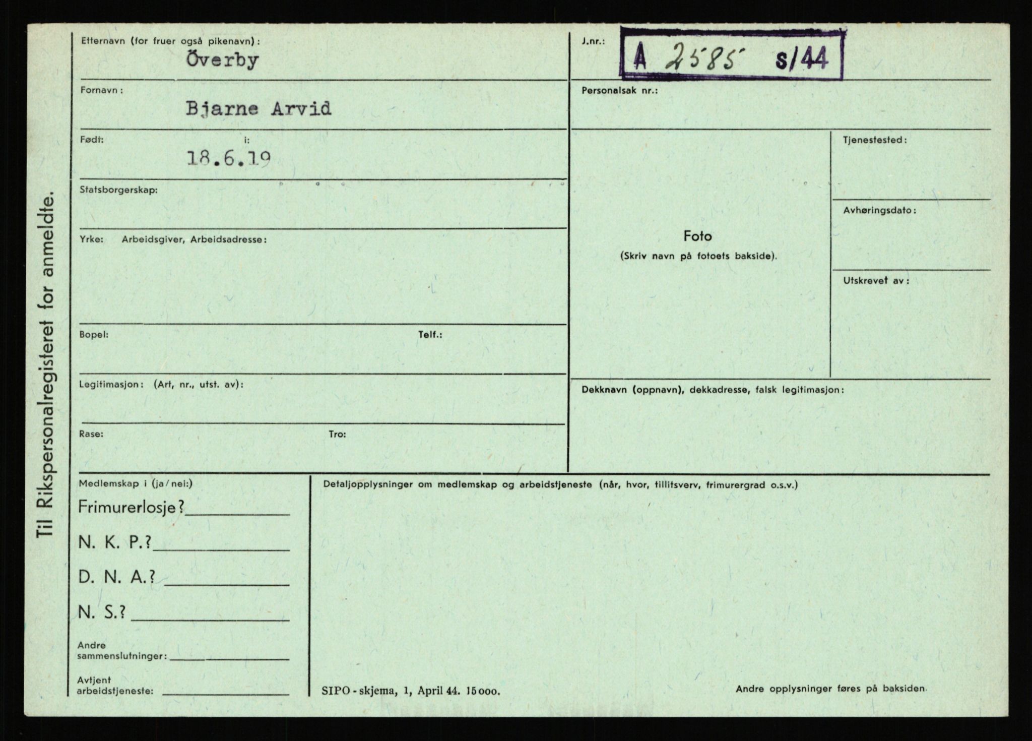 Statspolitiet - Hovedkontoret / Osloavdelingen, AV/RA-S-1329/C/Ca/L0016: Uberg - Øystese, 1943-1945, p. 4034