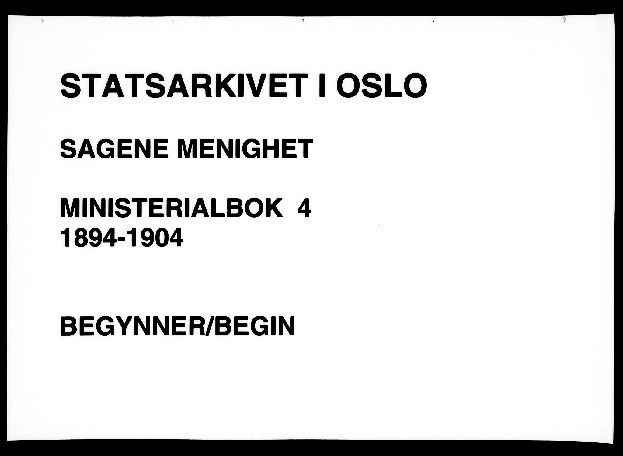 Sagene prestekontor Kirkebøker, SAO/A-10796/F/L0004: Parish register (official) no. 4, 1894-1904