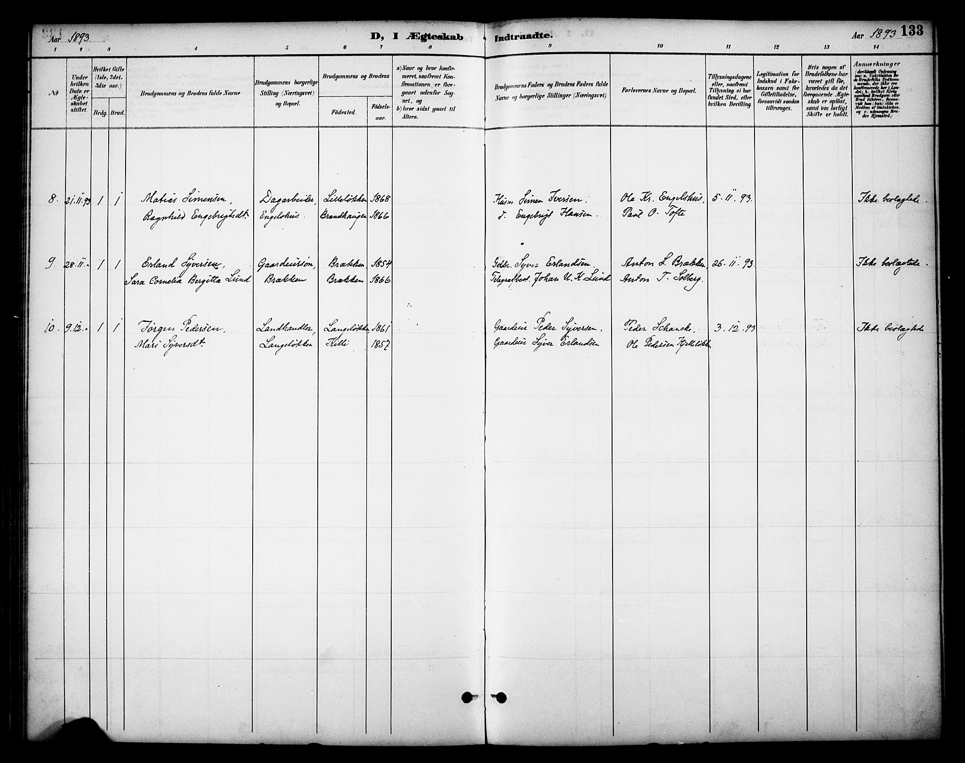 Dovre prestekontor, AV/SAH-PREST-066/H/Ha/Haa/L0003: Parish register (official) no. 3, 1891-1901, p. 133