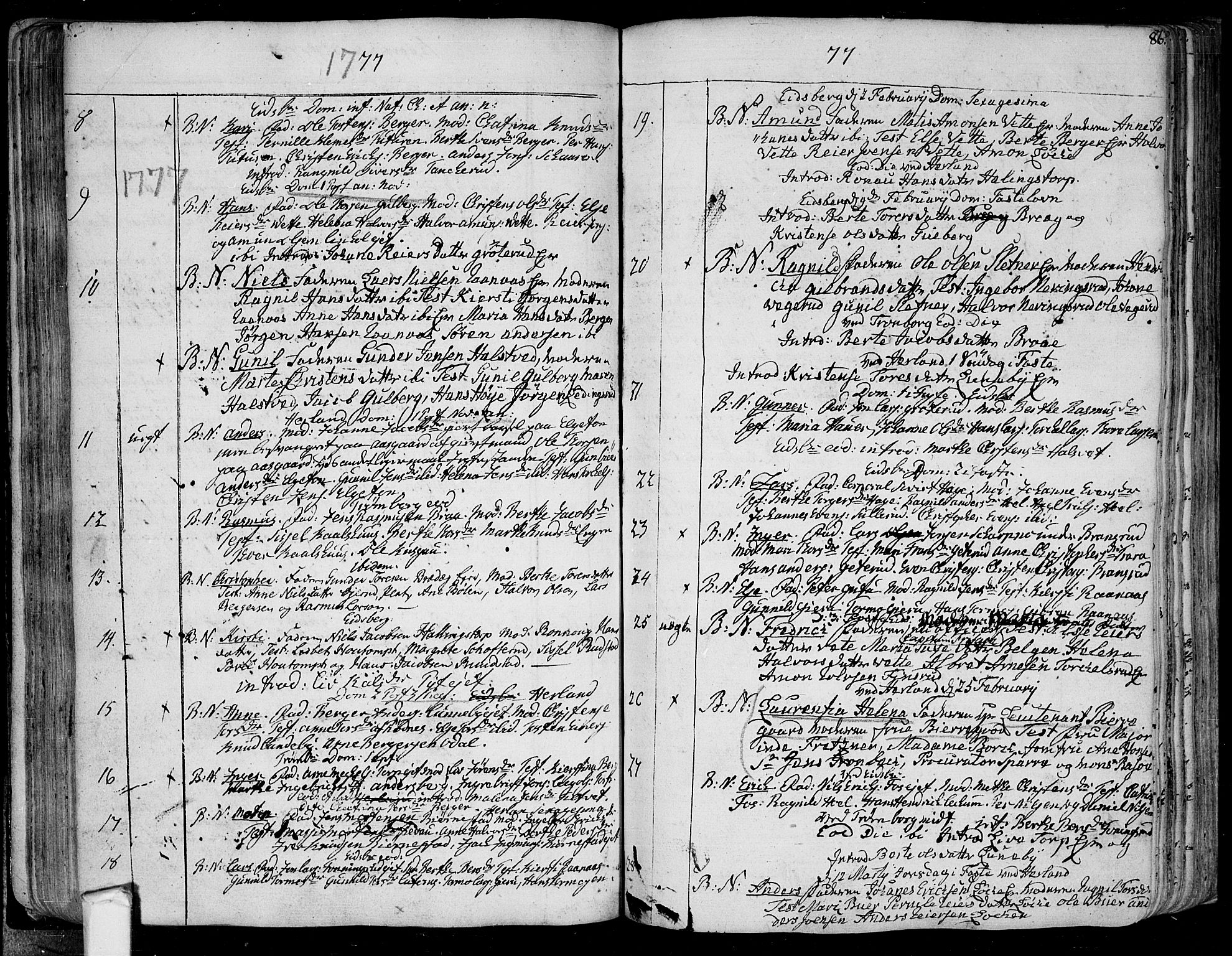 Eidsberg prestekontor Kirkebøker, SAO/A-10905/F/Fa/L0004: Parish register (official) no. I 4, 1759-1788, p. 86