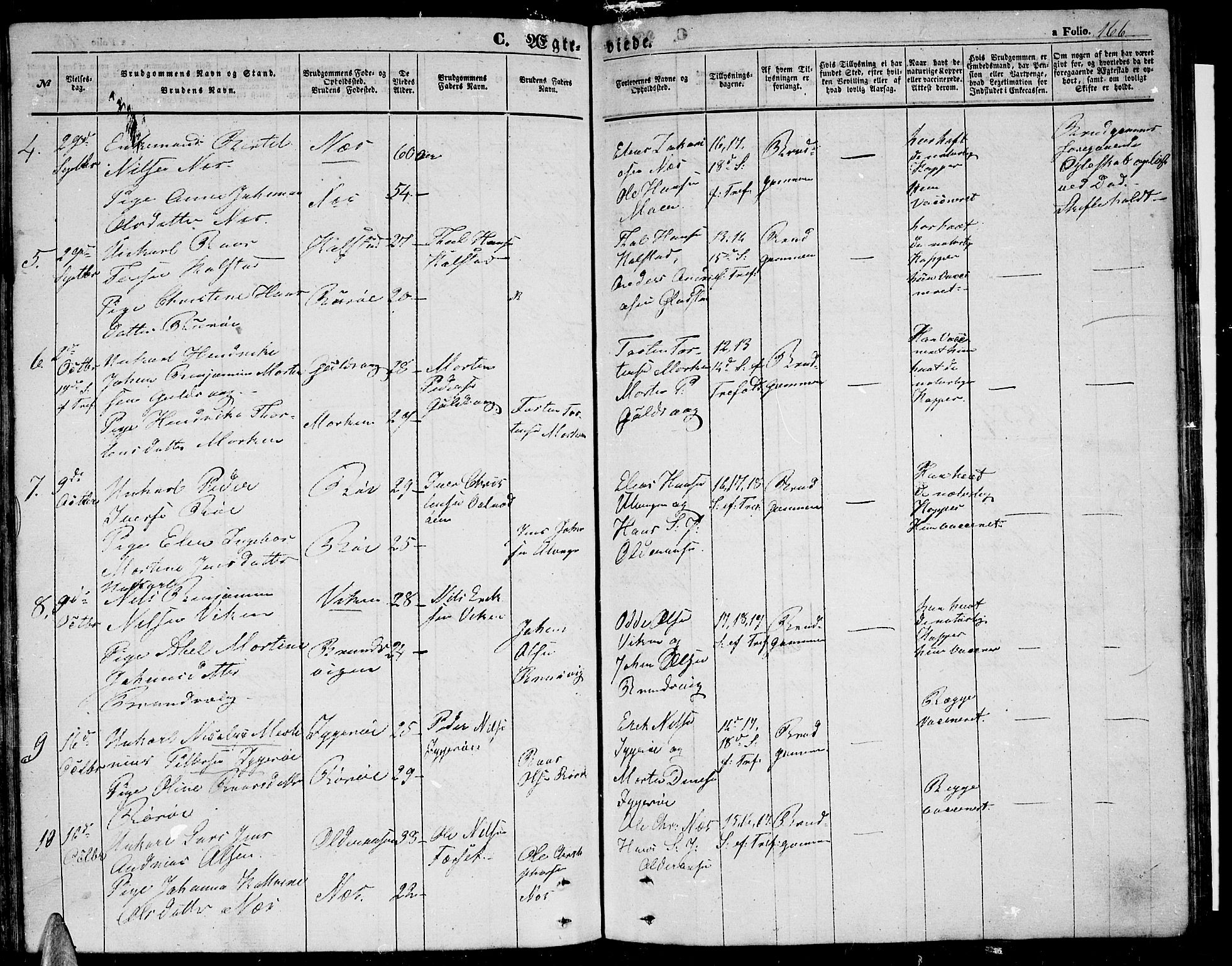 Ministerialprotokoller, klokkerbøker og fødselsregistre - Nordland, SAT/A-1459/816/L0251: Parish register (copy) no. 816C01, 1852-1870, p. 166