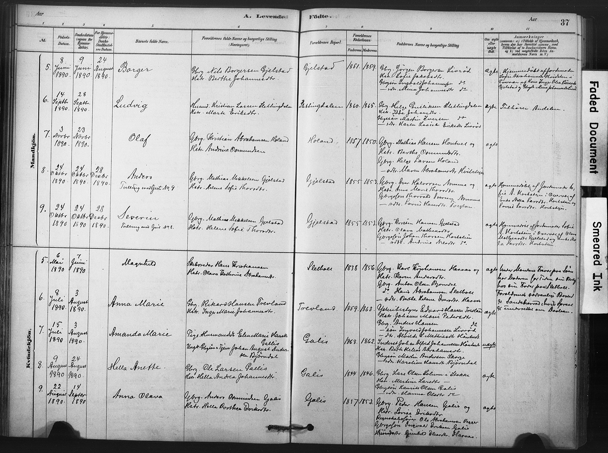 Andebu kirkebøker, AV/SAKO-A-336/F/Fa/L0008: Parish register (official) no. 8, 1878-1902, p. 37