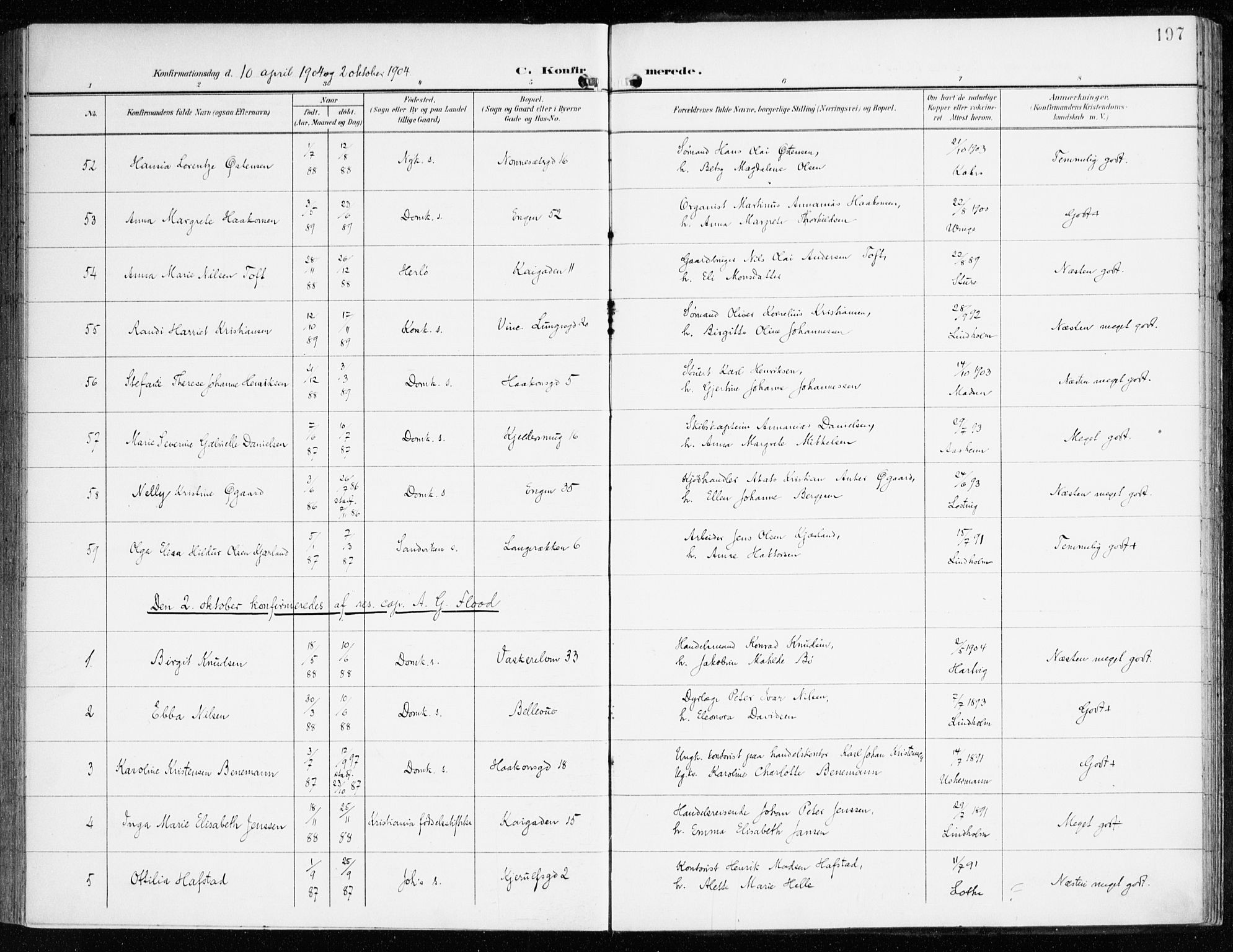 Domkirken sokneprestembete, AV/SAB-A-74801/H/Haa/L0031: Parish register (official) no. C 6, 1898-1915, p. 197