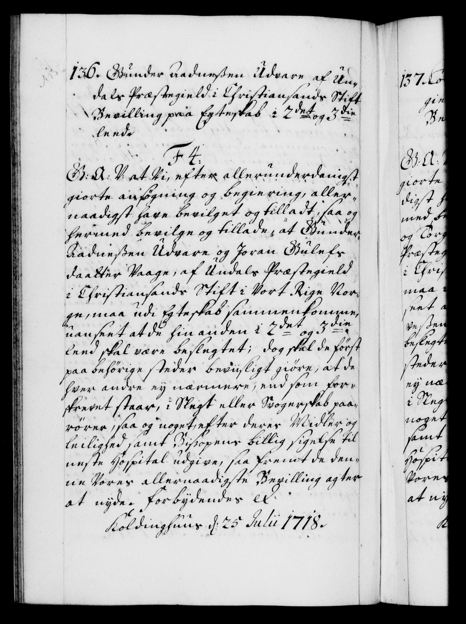 Danske Kanselli 1572-1799, AV/RA-EA-3023/F/Fc/Fca/Fcaa/L0022: Norske registre, 1716-1719, p. 375b