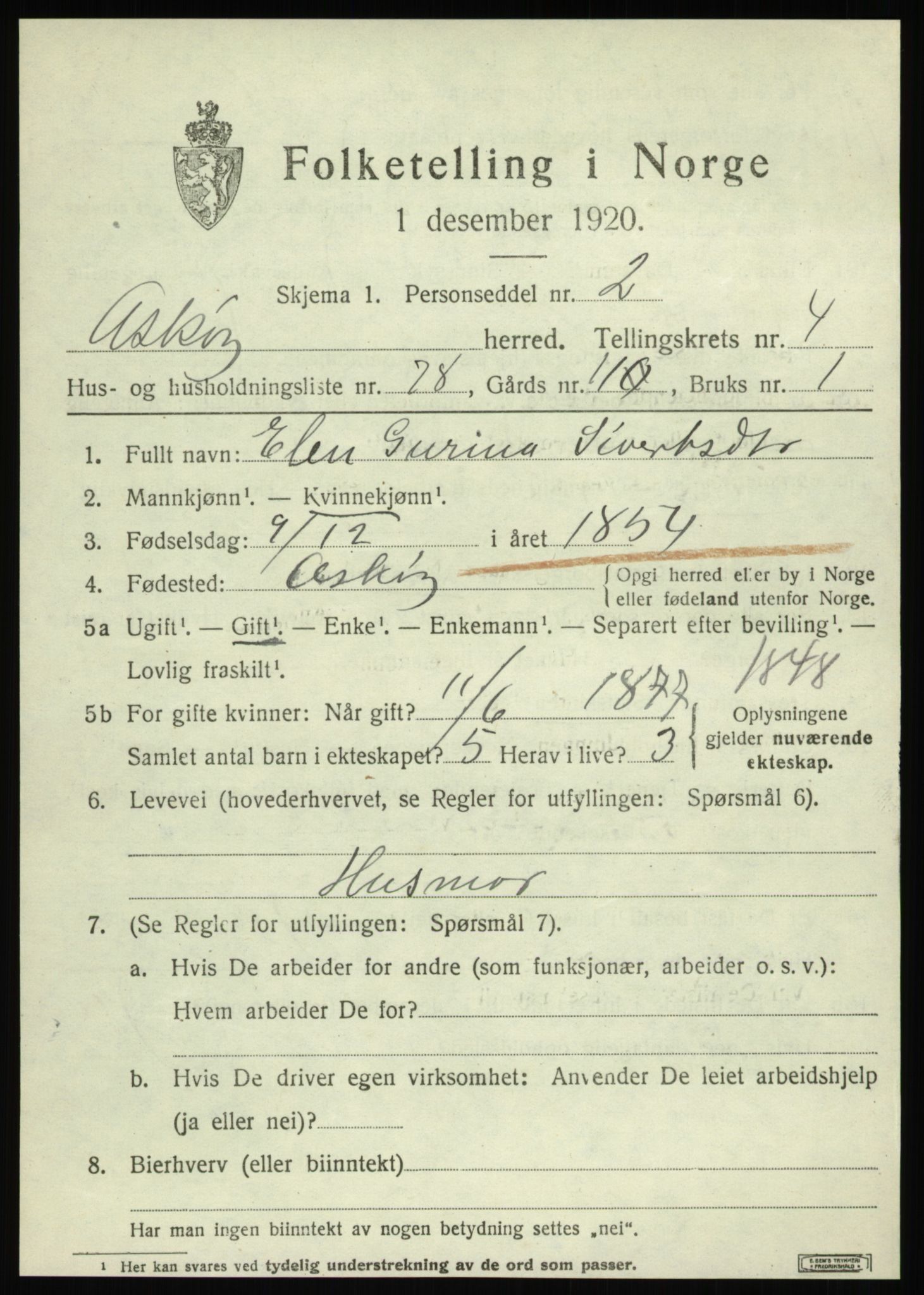 SAB, 1920 census for Askøy, 1920, p. 8596