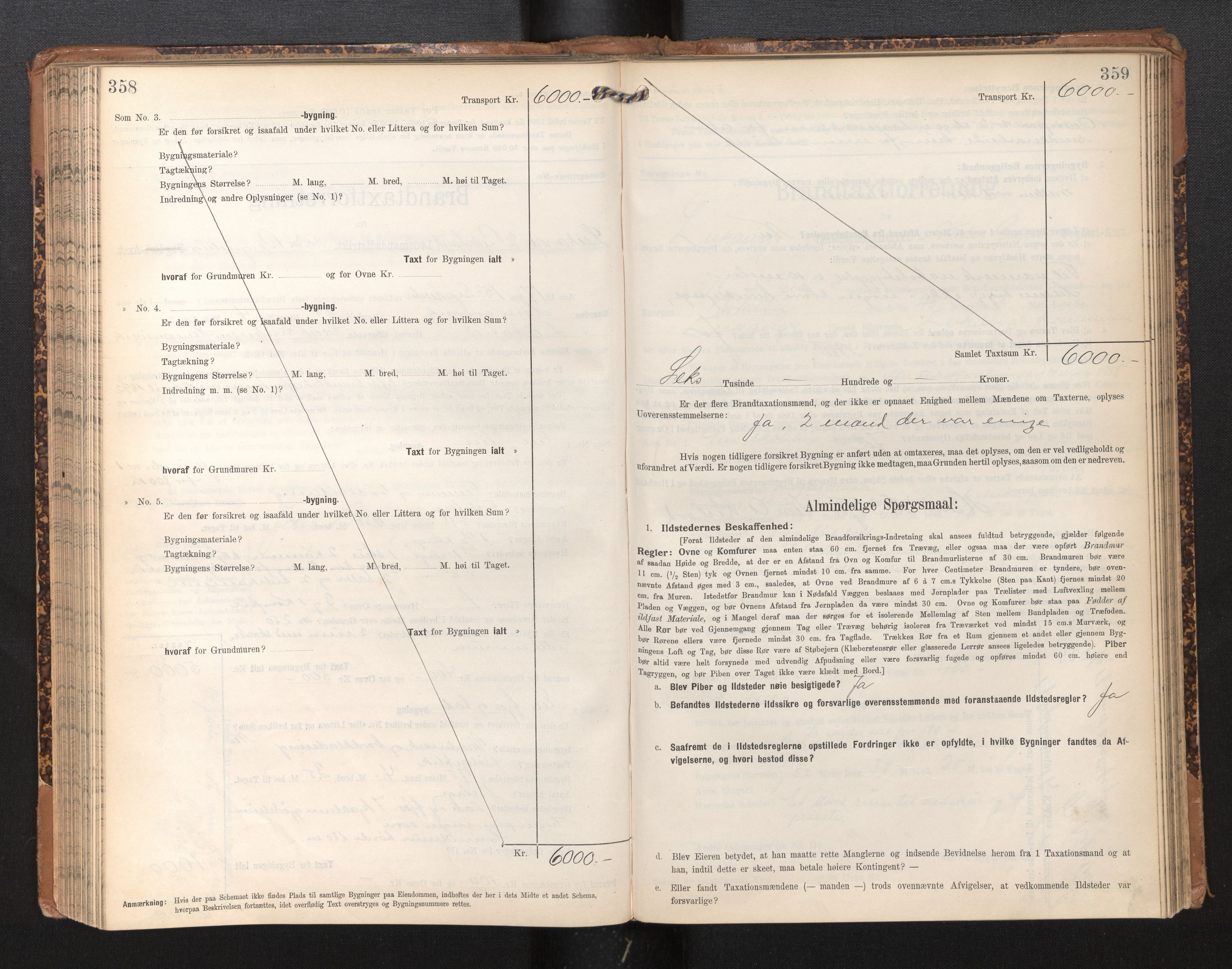 Lensmannen i Leikanger, AV/SAB-A-29201/0012/L0005: Branntakstprotokoll, skjematakst, 1907-1917, p. 358-359